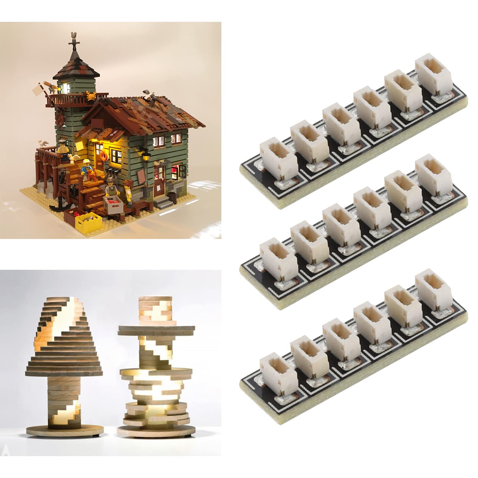 6-Port EMSea Extension Cards - DIY Kit Compatible with LEGO & Other Building Blocks for LED Lights, Cables & Power Options (24 x 6.5mm) - Perfect for Custom Lighting Projects, Model Trains & Creative STEM Activities