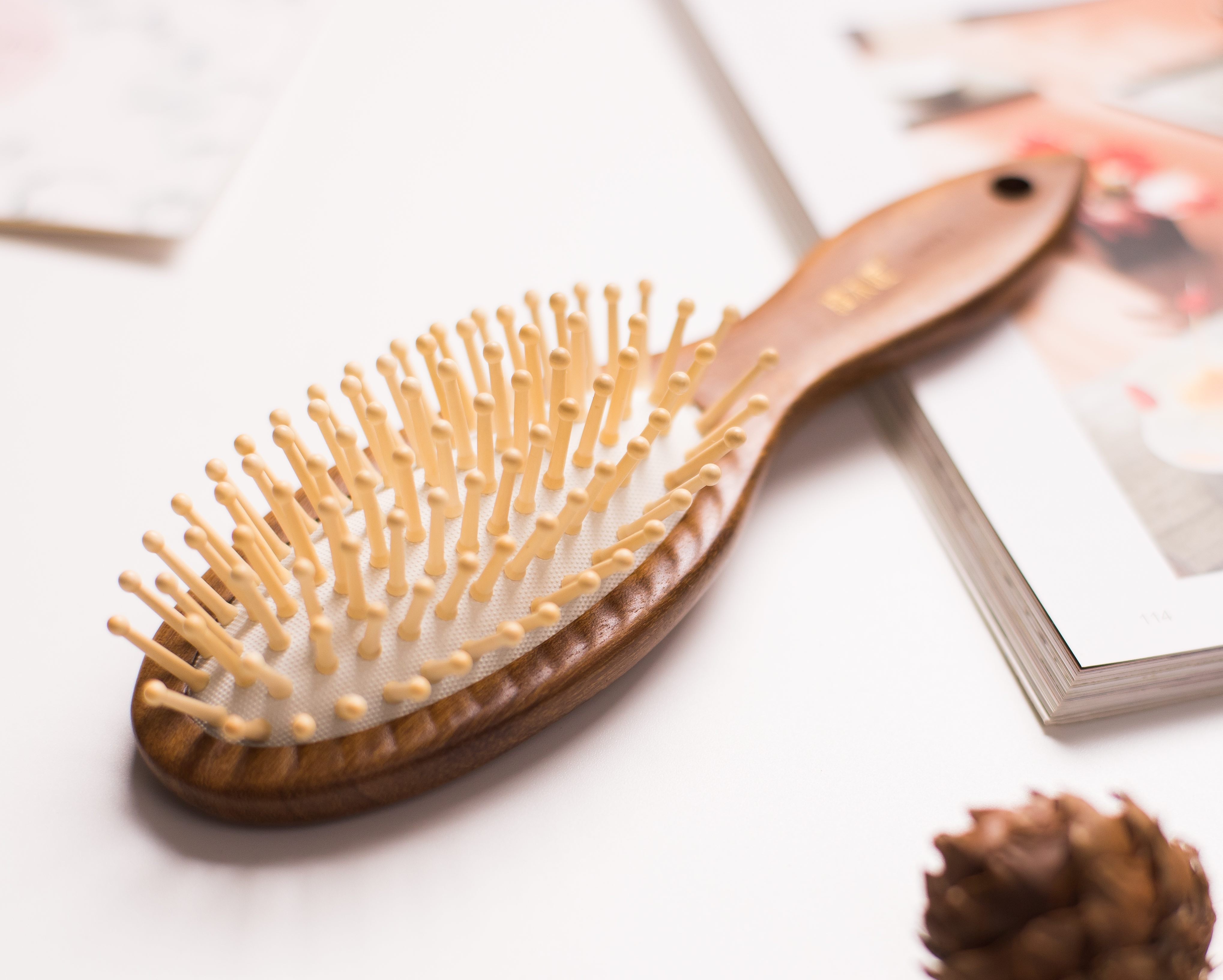 Premium Teak Wood Hair Brush for Smooth & Shiny Hair - Natural Wooden Hairbrush for Detangling & Styling - Perfect for Daily Hair Care & Salon Use