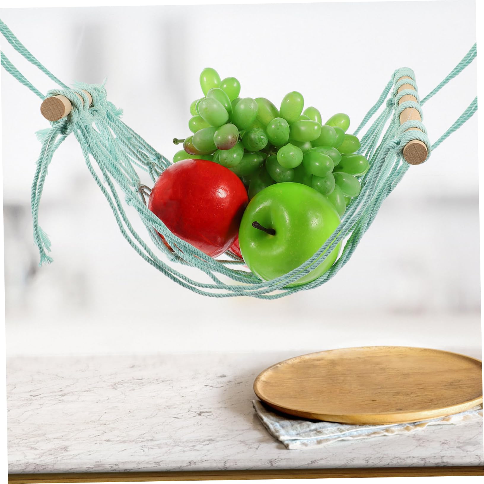 2 Sets Woven Cotton Rope Fruit Hanging Baskets - RV Decor Hammock, Crochet Storage Basket for Fruits & Vegetables, Home Organization - Perfect for Kitchen, Pantry, Camping, and Outdoor Use