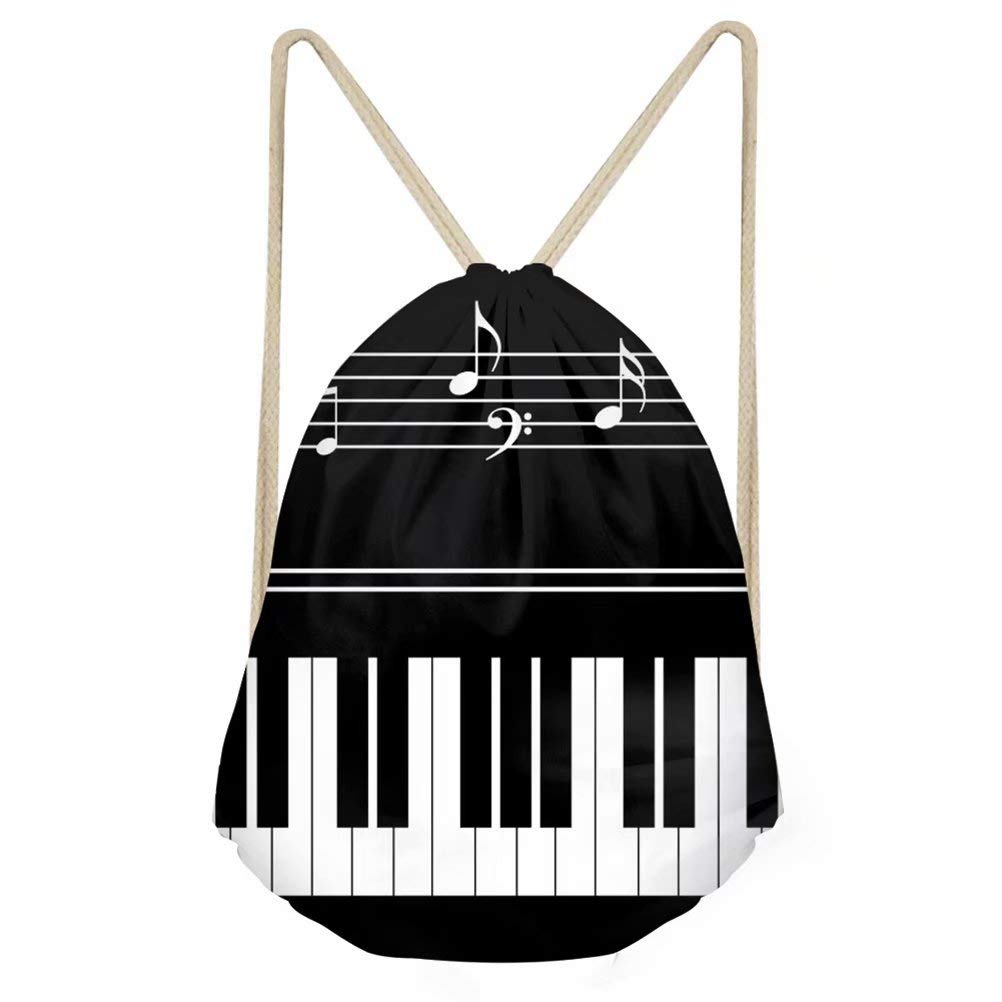 FUIBENG Kids Drawstring Backpack - Music Piano Key Design Lightweight String Sack Pack for Girls, Boys | Perfect for School, Yoga, Beach & Sports Activities