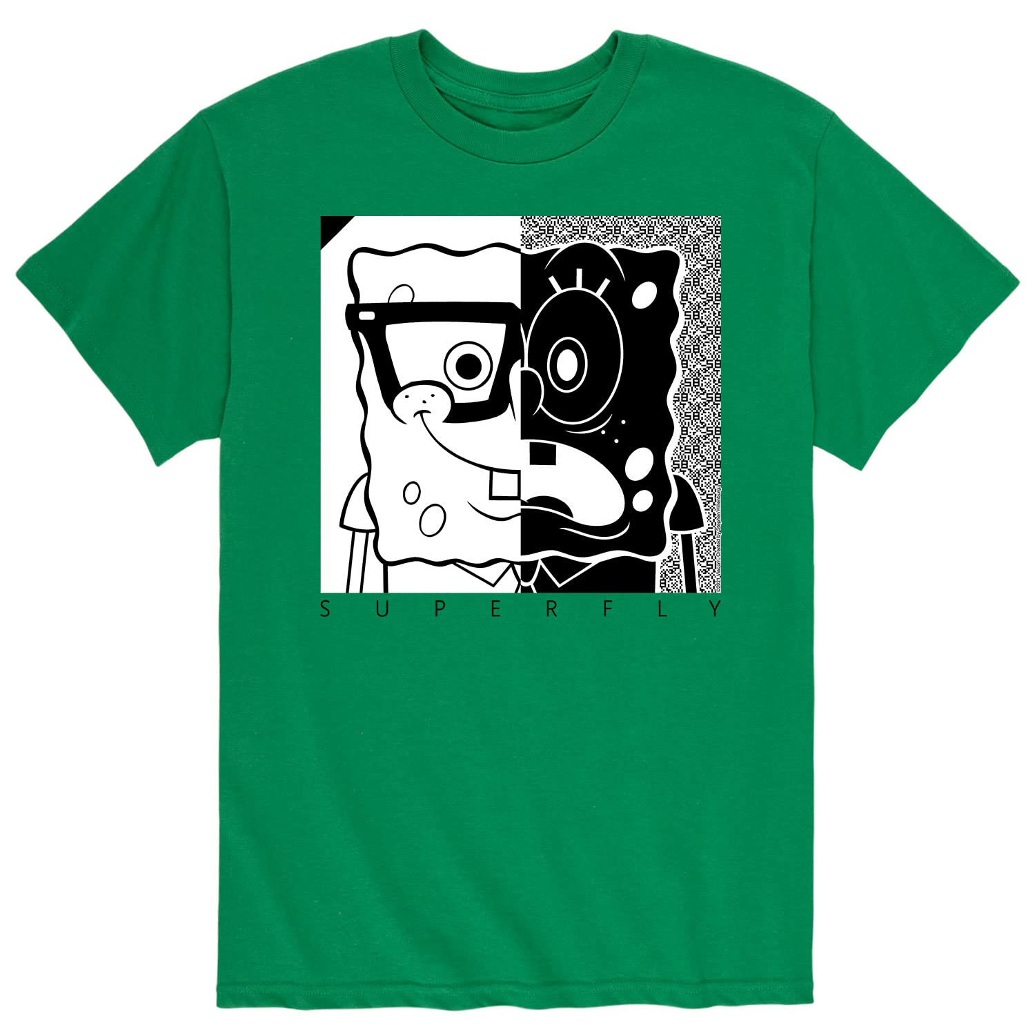 HYBRID APPAREL Spongebob Squarepants Superfly Men's Short Sleeve Graphic T-Shirt - Cool Cartoon Print Cotton Tee for Casual Wear, Street Style & Fan Gifts