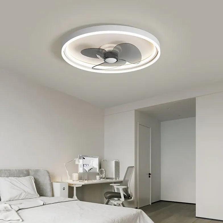 Modern Round Black Ceiling Fan with Light - Perfect for Bedroom, Living Room & Home Office Cooling & Lighting
