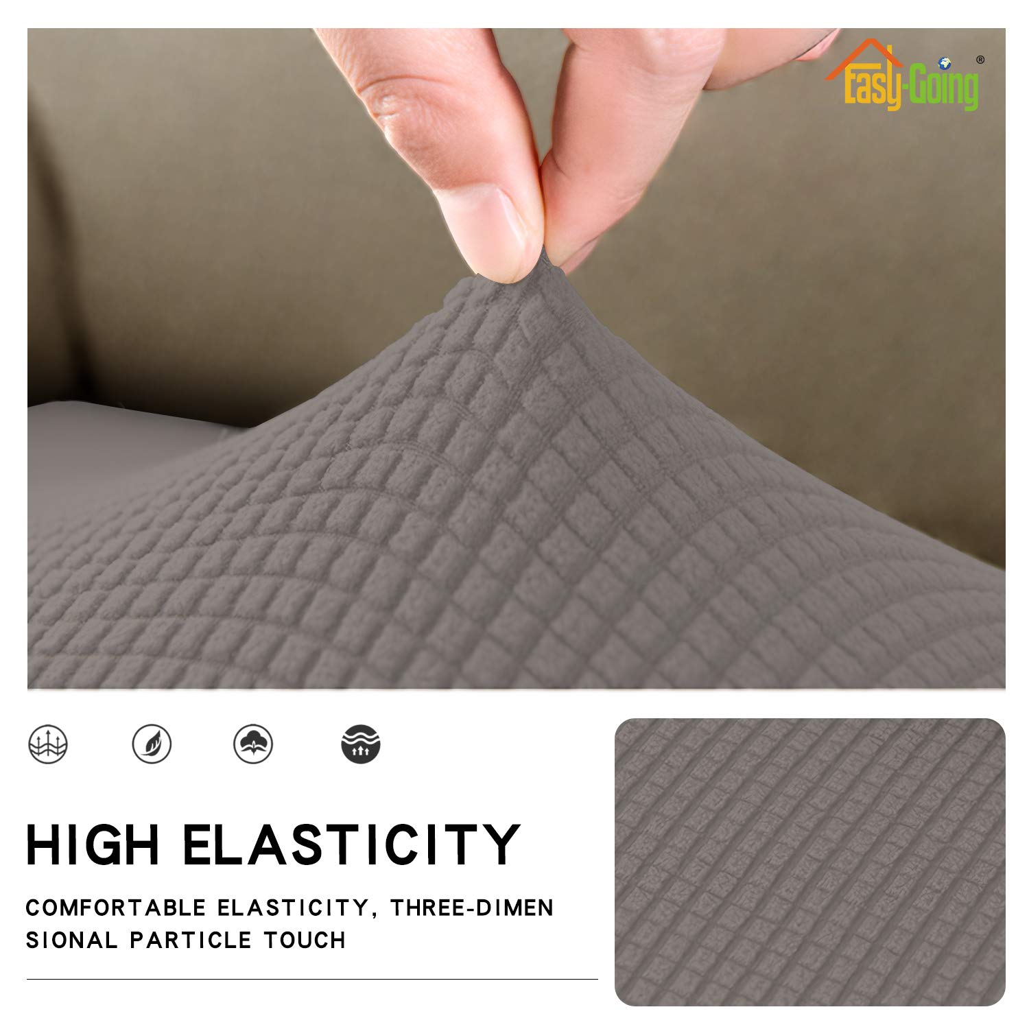 Stretch Loveseat Cushion Cover - Soft Elastic Sofa Slipcover Protector - Taupe - Perfect for Living Room, Bedroom & Home Decor