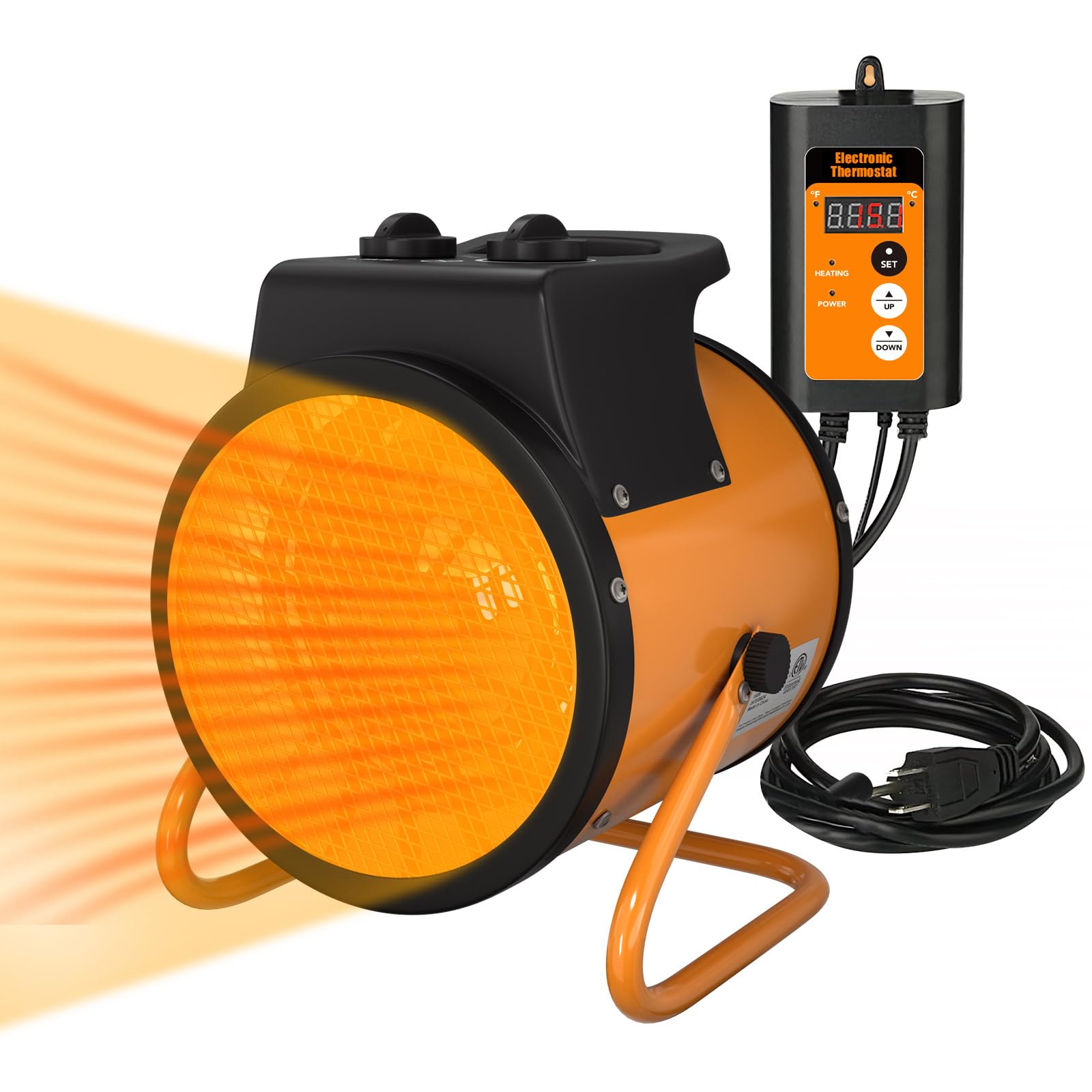 1500W Greenhouse Heater with Digital Thermostat - Fast Heating Electric Space Heater for Outdoor Use, Portable Heater with Overheat Protection for Grow Tents, Flower Rooms, Camping & Home Greenhouses - Perfect for Winter Plant Care & Indoor Gardening