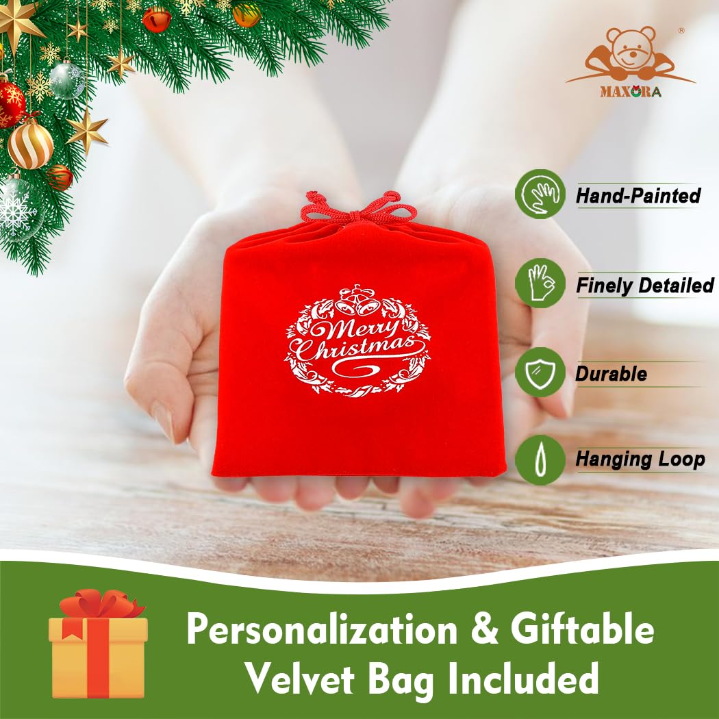 MAXORA Personalized Baby Santa Christmas Ornament - Custom Name Scroll Tree Decoration for Baby's First Christmas | Holiday Home Decor & Gift Idea