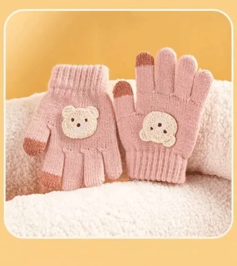 Soft & Warm Teddy Bear Alpaca Gloves for Women & Men - Cozy Winter Knit Gloves with Cute Bear Design - Perfect for Cold Weather, Outdoor Activities & Gifts