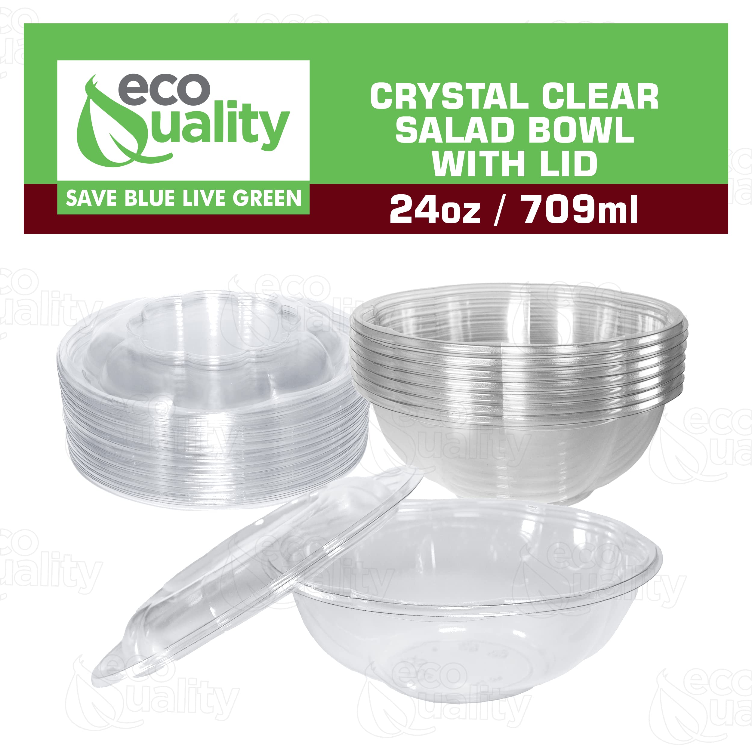 [600 Pack] 24oz Clear Plastic Salad Bowls with Lids - Disposable Airtight Food Storage Containers for Lunch, Meal Prep, Salads, Fruits, Parfait | Leak Proof & Fresh Keeping | Perfect for Office, Picnics, Catering & Takeout