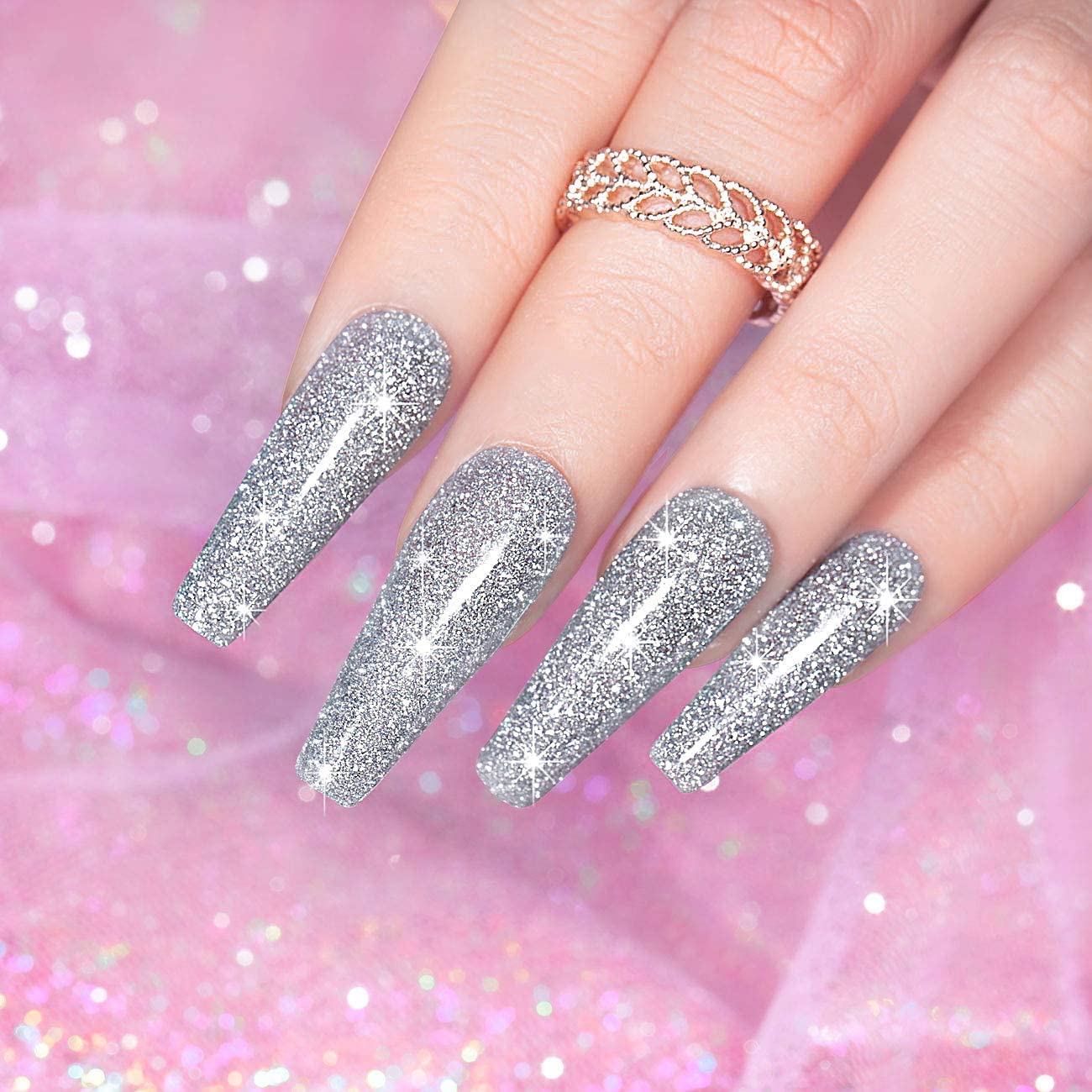 RARJSM Reflective Glitter Gel Polish - Silver Flash Diamond Soak Off UV LED Nail Polish (15ml) for Home Salon & DIY Manicure | Perfect for Parties, Nightlife & Special Occasions