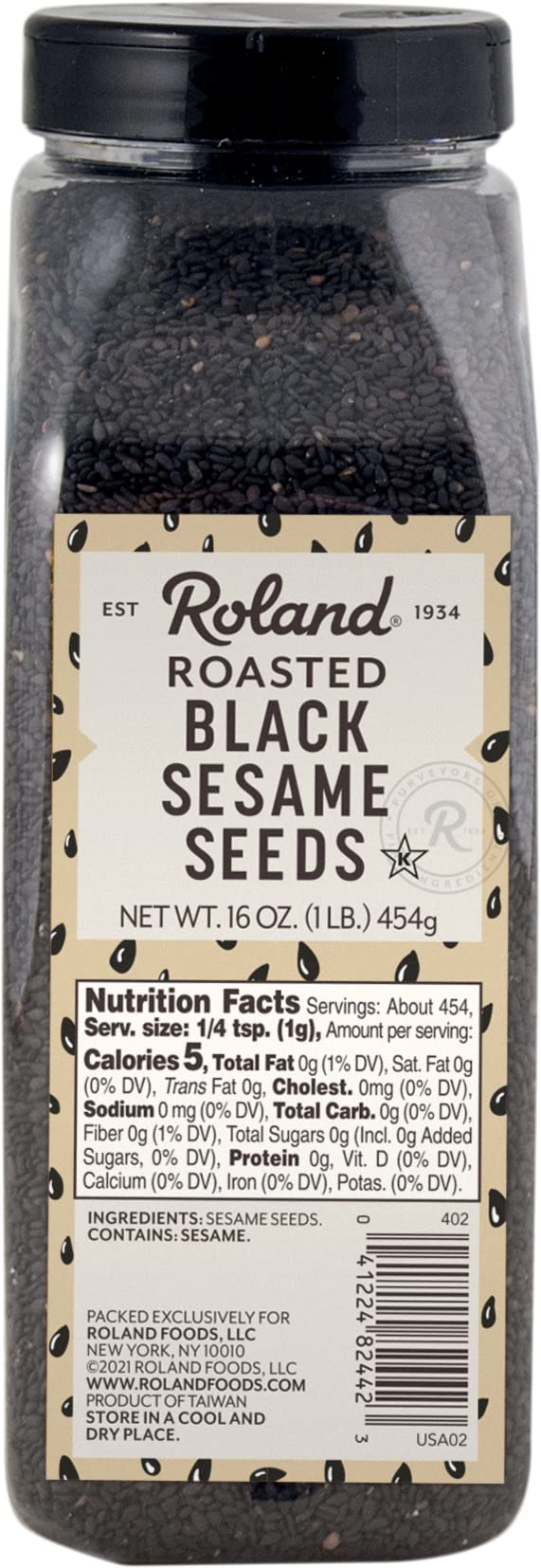 Premium Roasted Black Sesame Seeds by Roland Foods - 16oz (1 Pack) | Imported Specialty Food for Baking, Cooking & Healthy Snacks | Perfect for Asian Desserts, Smoothie Bowls & Salad Toppings