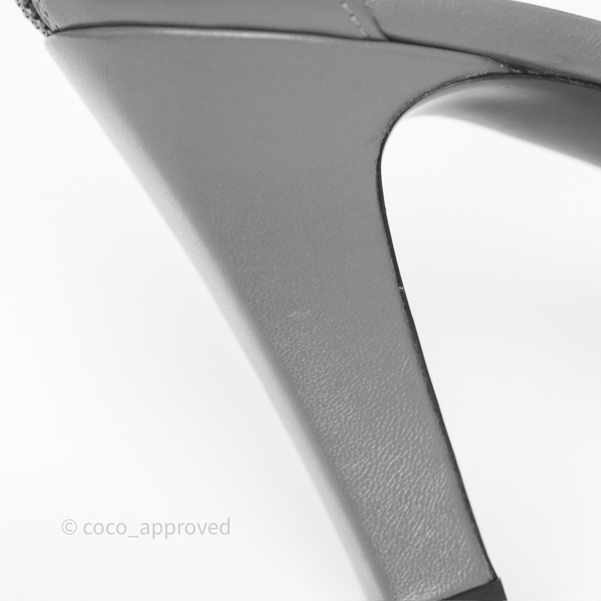 Chanel Cap Toe Bow Ankle Strap Sandals - Grey & Black Lambskin Leather - Perfect for Summer Weddings & Evening Events