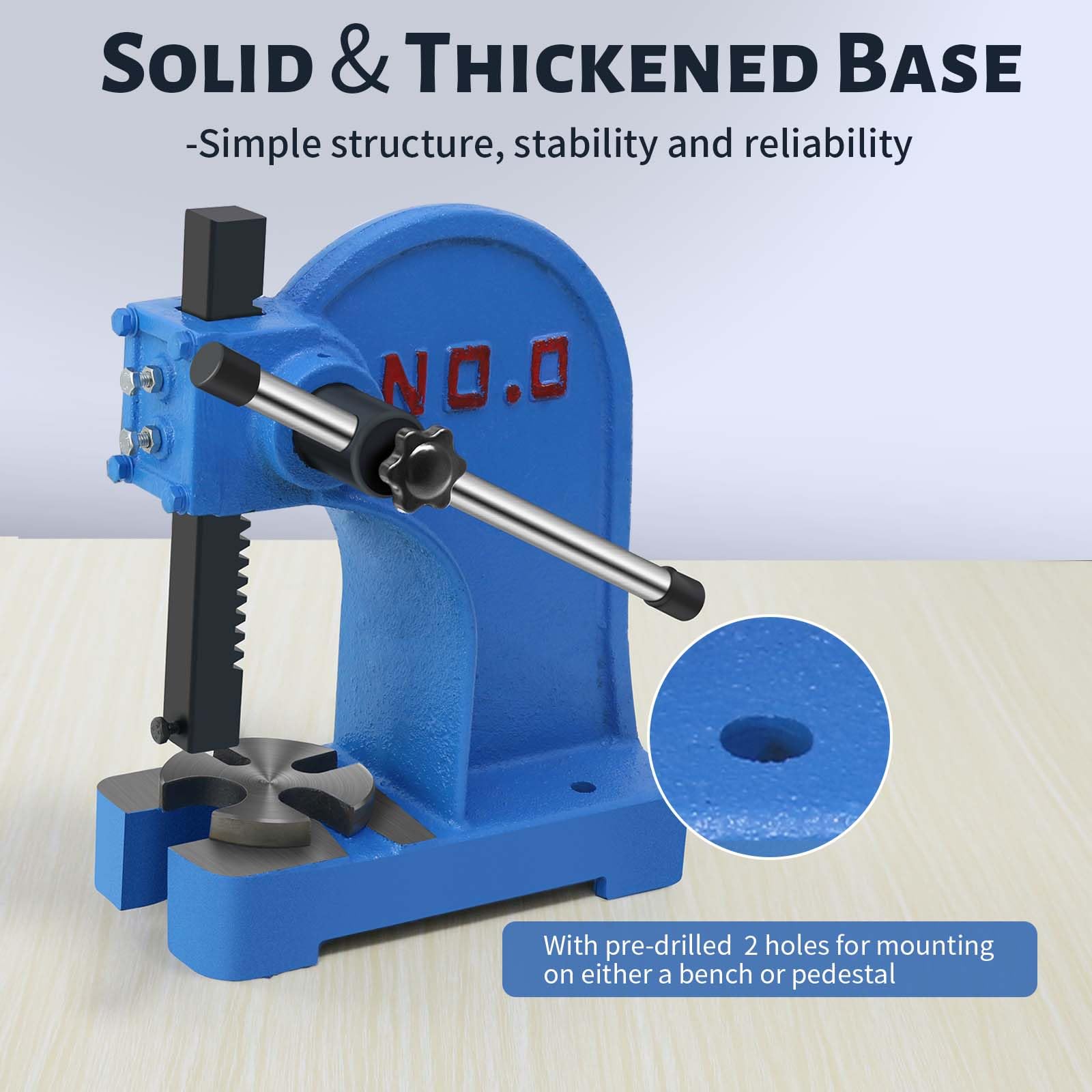 0.5 Ton Manual Arbor Press - Heavy Duty Cast Iron Desktop Punch Press Machine for Riveting, Punching Holes & Metalworking | Perfect for Jewelry Making, Leather Craft & DIY Metal Projects
