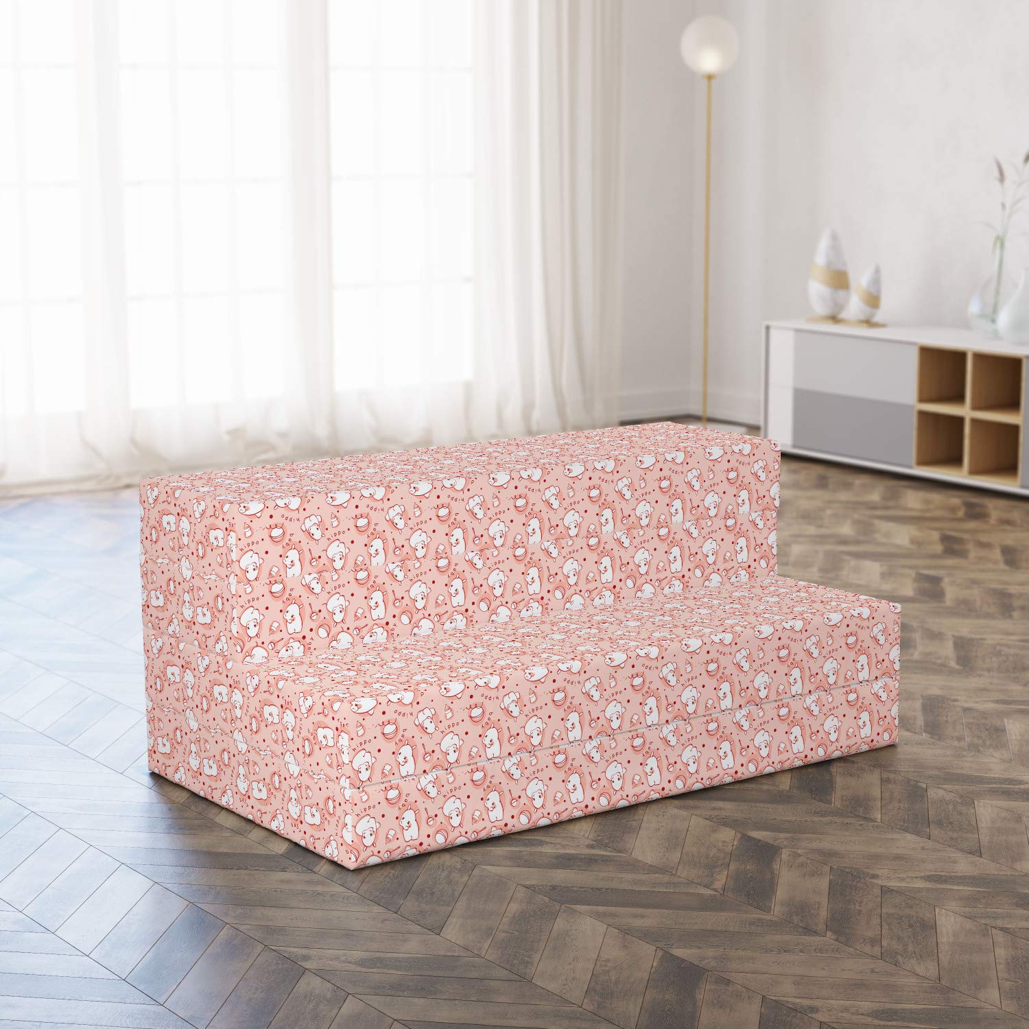 Ambesonne Foldable Mattress with Hippo Pattern, 78.7