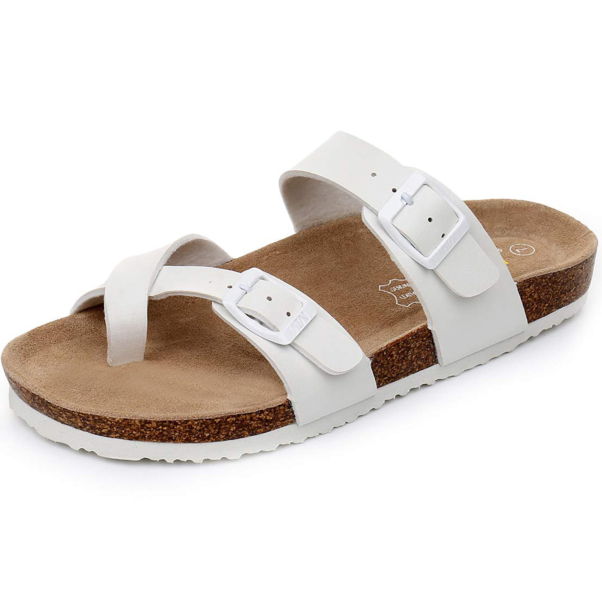 Women's Adjustable Cork Slide Sandals - Comfortable Cow Suede Open Toe Sandals with Buckle Strap | Perfect for Beach, Pool, Summer Vacation & Casual Outings