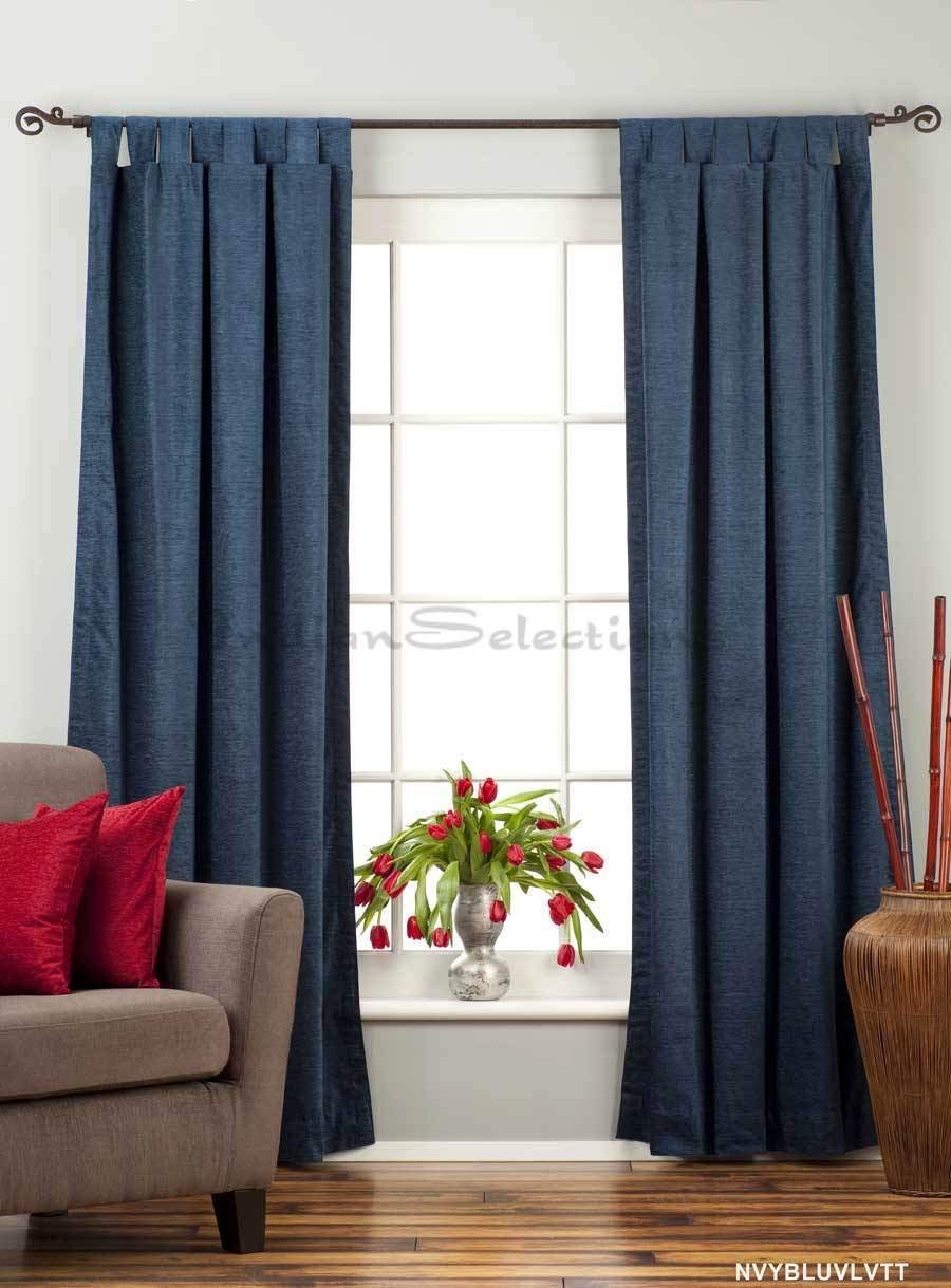 Navy Blue Velvet Curtains with Tab Top - 80W x 96L - Elegant Window Drapes for Living Room & Bedroom - Soft Velvet Panels for Home Decor