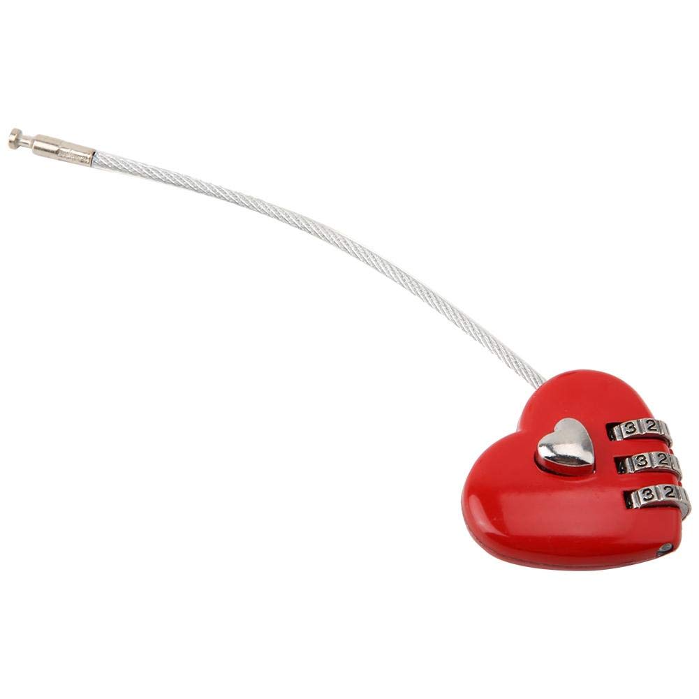 Dioche Heart-Shaped 3-Digit Combination Luggage Lock - Secure Travel Lock for Suitcases, Backpacks, Jewelry Boxes & Gym Lockers (Red) | Perfect for Couples, Travelers & Home Security