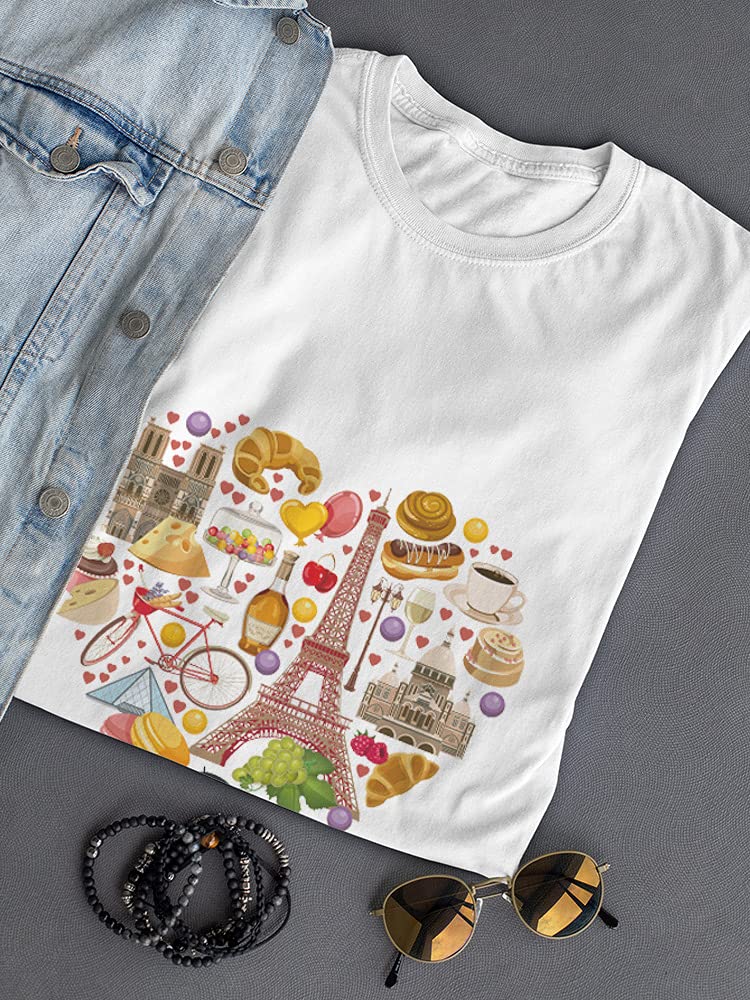 Smartprints France Landmark Travel Lovers T-Shirt for Women - Paris Eiffel Tower Graphic Tee - Casual Vacation Outfit & Gift for Travel Enthusiasts
