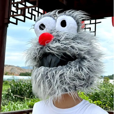 Motorcycle Helmet Cover with Mop Puppet Design - Waterproof & Durable for Riding, Cosplay, and Halloween Costumes