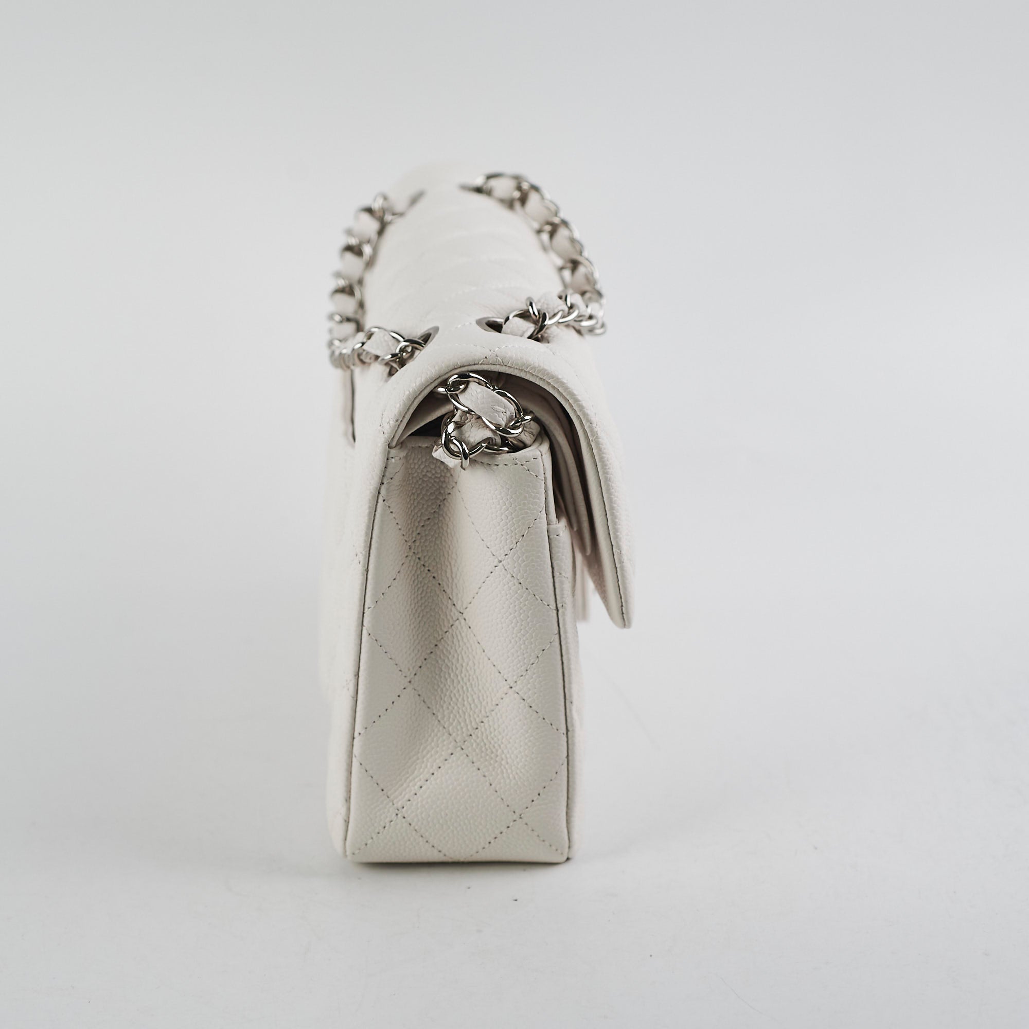 Chanel Caviar Small Double Classic Flap Bag White 30 Series - Luxury Crossbody Purse for Women, Perfect for Parties & Date Nights