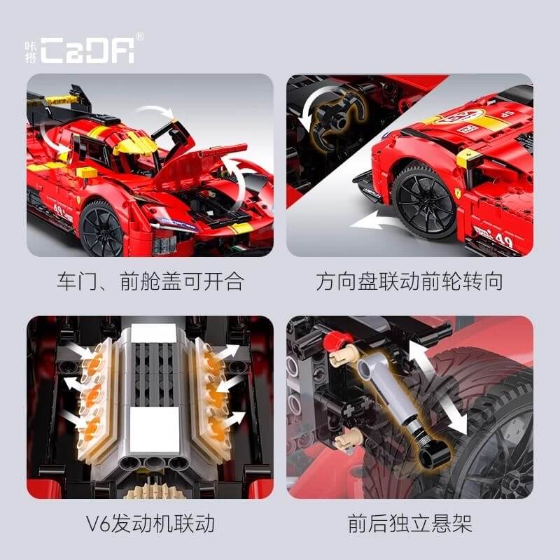 CaDA C63008 Supercar Model Building Kit - 1:14 Scale Sports Car Toy for Adults & Kids - Perfect for Collectors, DIY Enthusiasts & Gift Giving | Great for Home Display, Office Decor & STEM Learning Activities