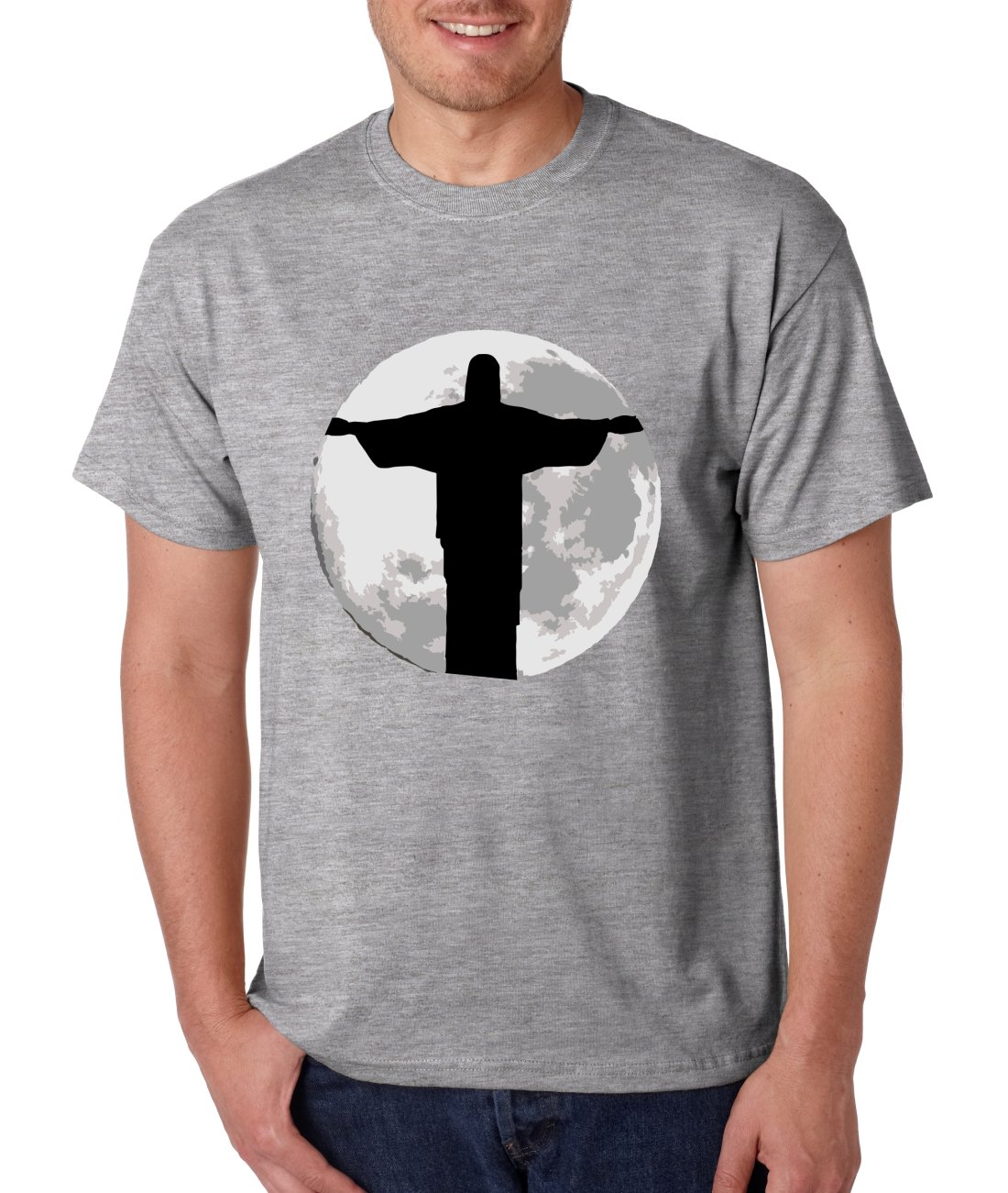 ALLNTRENDS Men's Jesus Moon Graphic T-Shirt - Cool Christian Apparel for Casual Wear & Church Outfits