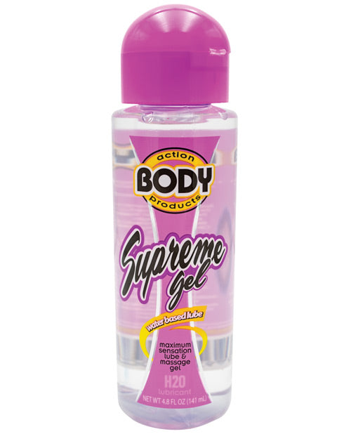 Body Action Supreme Gel Water Based Lubricant 4.8 oz - Long Lasting Personal Lubricant for Couples, Sensitive Skin & Intimate Use - Perfect for Massage, Toys & Enhanced Comfort