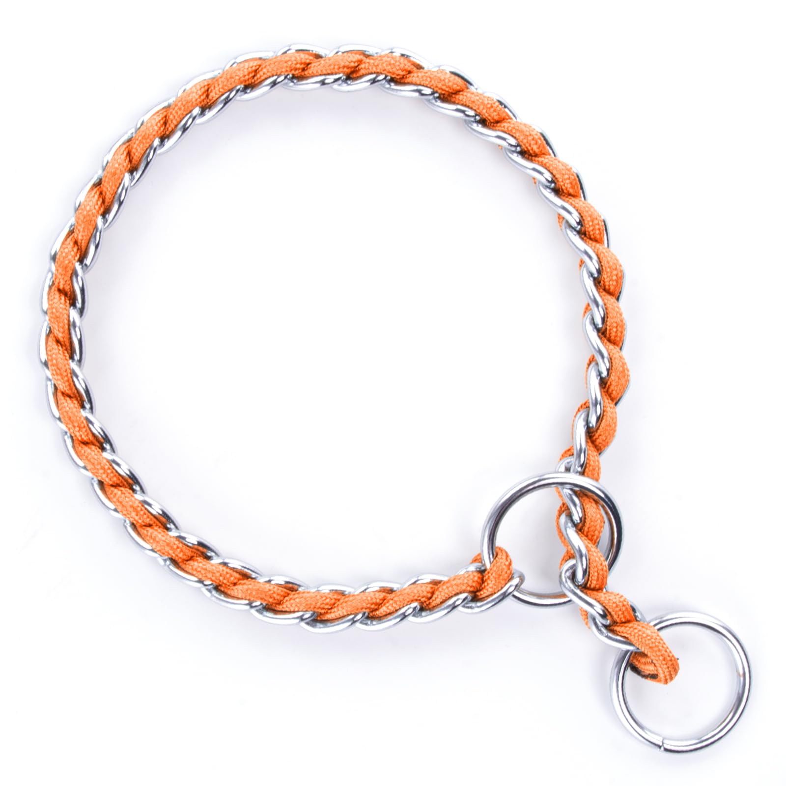 TSPRO Heavy Duty Metal Dog Collar - Chew Proof Stainless Steel Adjustable Collar for Small Dogs (3MM*13-15 inches, Orange) - Perfect for Training, Walking & Outdoor Adventures
