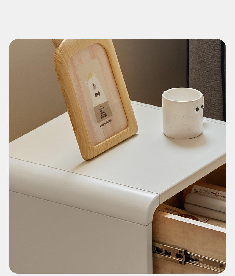 Solid Wood Kids Nightstand - Birch & Poplar Modern Bedside Table for Children's Room - Perfect for Bedrooms, Nurseries & Playrooms