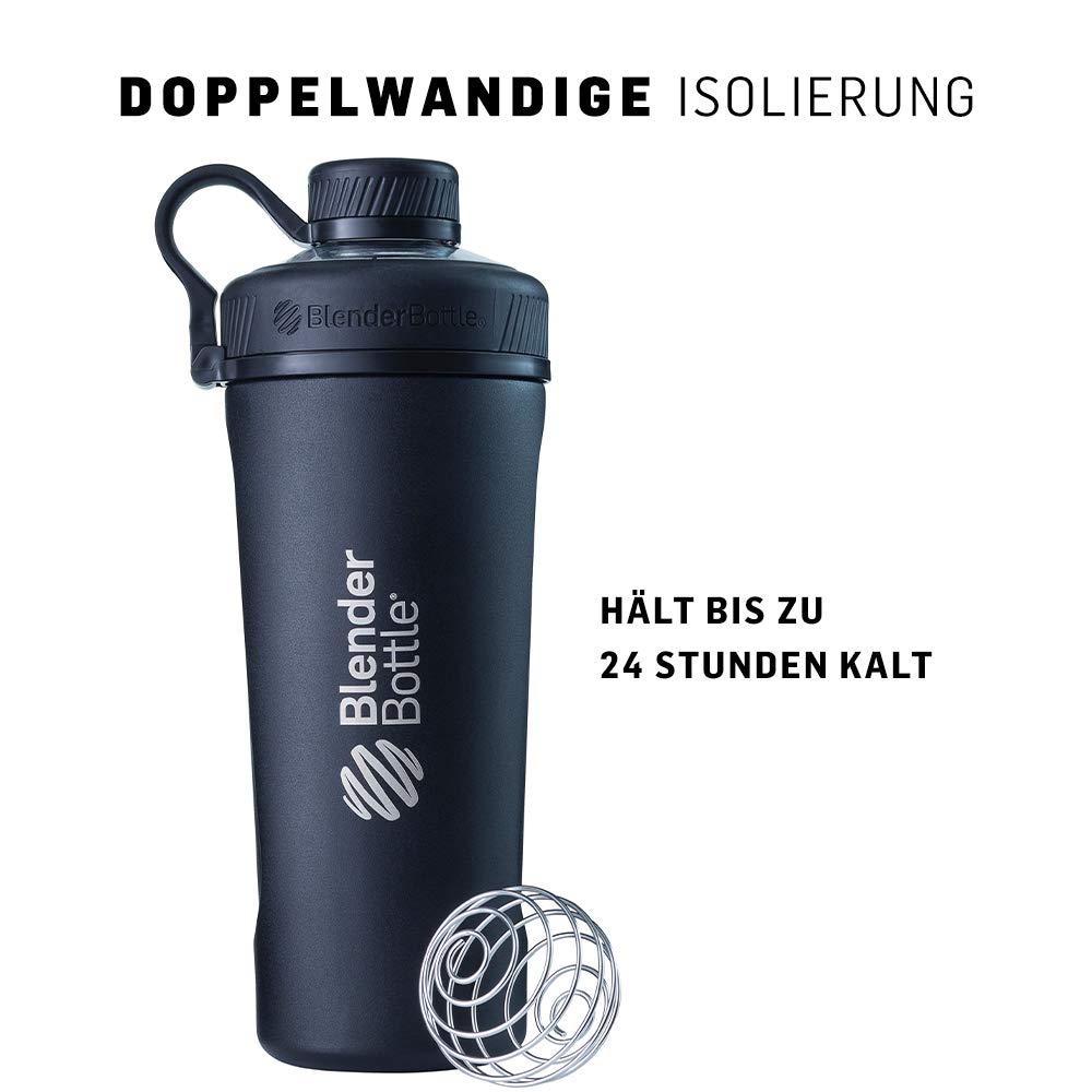 Insulated Stainless Steel Shaker Bottle with Wire Whisk - 26oz BlenderBottle Radian for Protein Shakes & Gym Workouts | Leak-Proof Water Bottle for Fitness, Travel & Daily Hydration