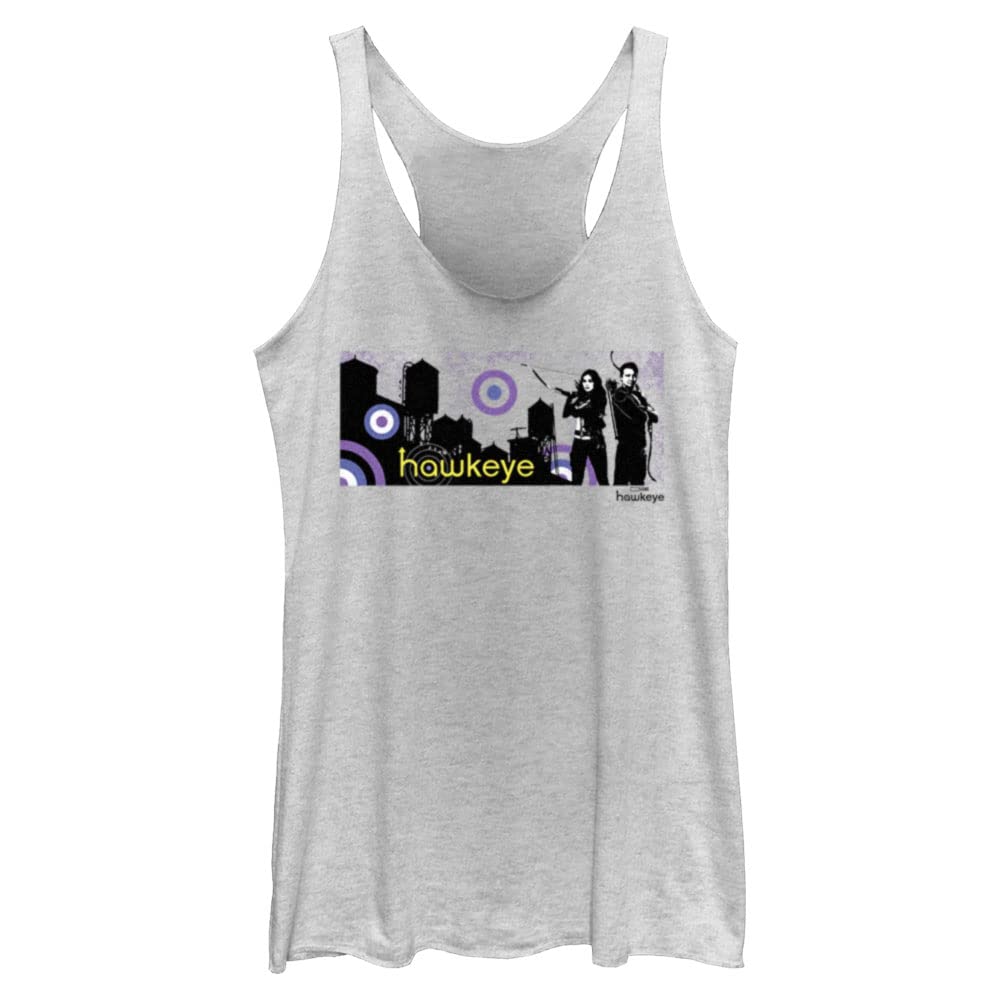 Marvel Women's Hawkeye Kate Bishop Graphic Tri-Blend Tank Top - Soft Vintage Style Superhero Tee for Juniors | Perfect for Cosplay, Comic Con & Casual Wear