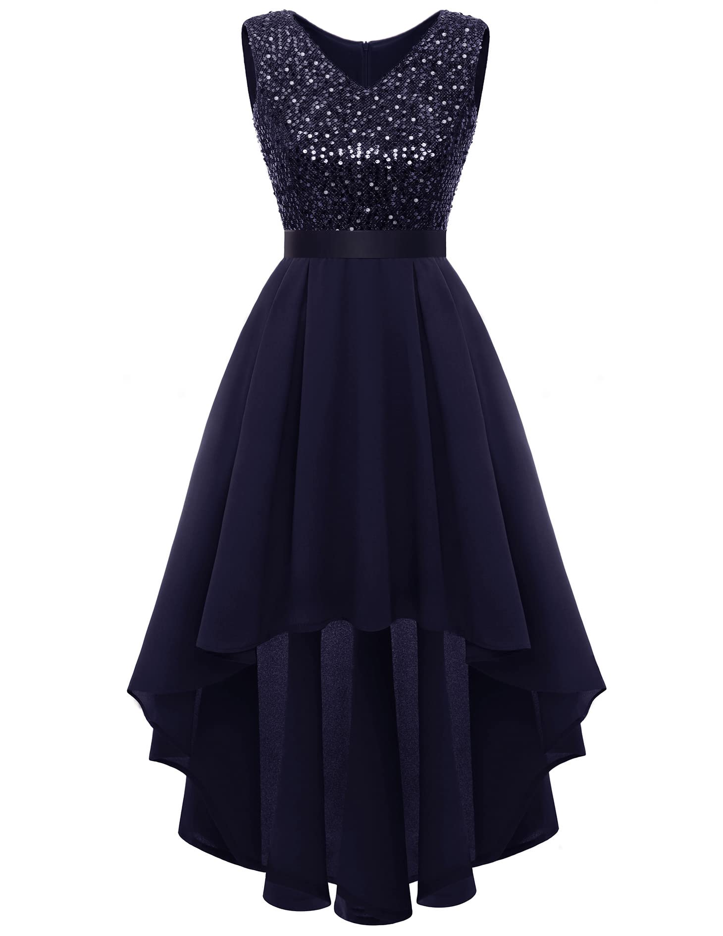 BeryLove Women's Floral Lace Chiffon Bridesmaid Dress - A-Line Hi-Lo Hem Party Gown for Weddings, Prom & Special Occasions