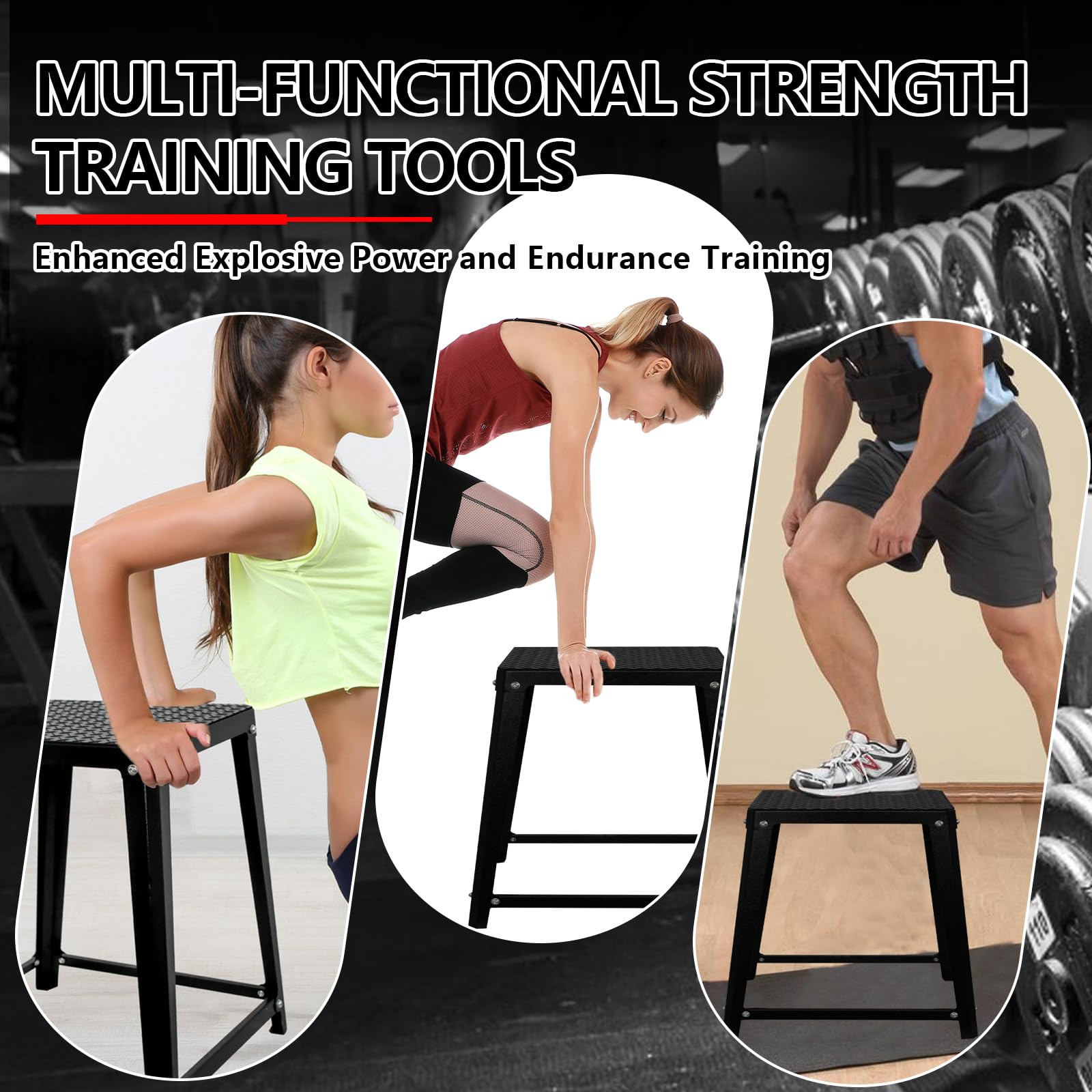 12/18/24 Inch Anti-Slip Plyometric Jump Box - Adjustable Workout Box for CrossFit, HIIT & Home Gym Training - Perfect for Box Jumps, Step Ups & Strength Exercises