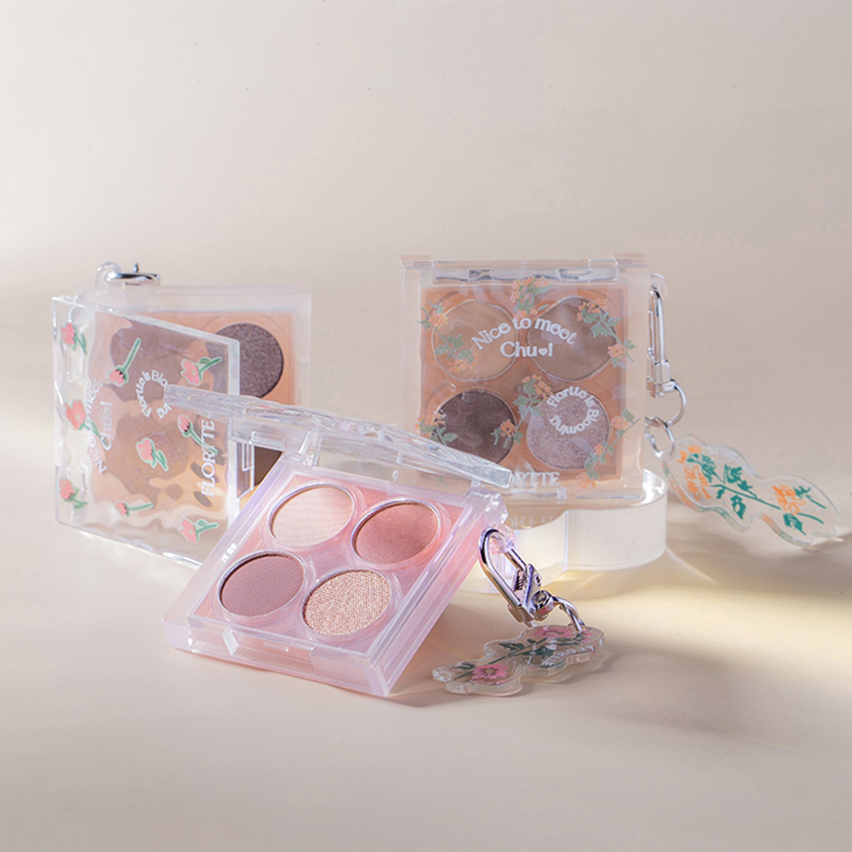 FLORTTE First Kiss Ripple Quad Eyeshadow Palette - 4 Matte & Shimmer Shades, Long-Lasting Pigmented Eye Makeup for Day & Night Looks | Perfect for Parties, Dates & Professional Makeup