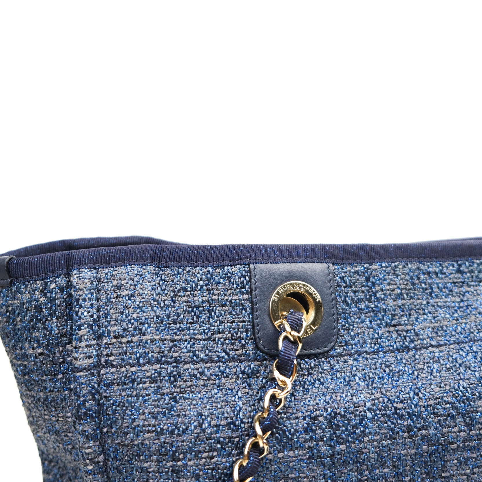 Chanel Navy Blue Canvas Deauville Medium Tote Bag - Luxury Designer Handbag for Women, Perfect for Work, Travel & Everyday Use
