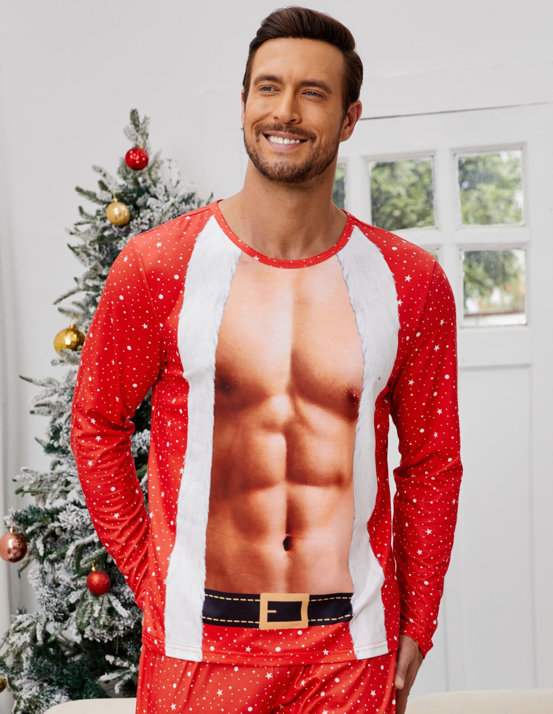 2024 Christmas Ugly Funny Print Long Sleeve T-Shirts for Women & Men - Festive Holiday Party, Family Gathering & Gift Exchange Outfits