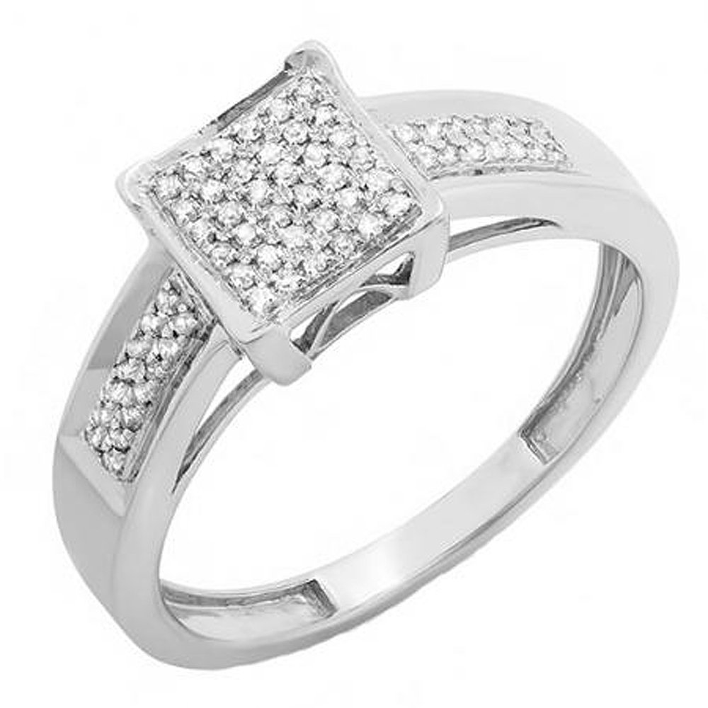 0.20 Carat Round White Diamond Engagement Ring for Men & Women - Sterling Silver Micro Pave Wedding Band - Perfect for Proposals, Anniversaries & Special Occasions