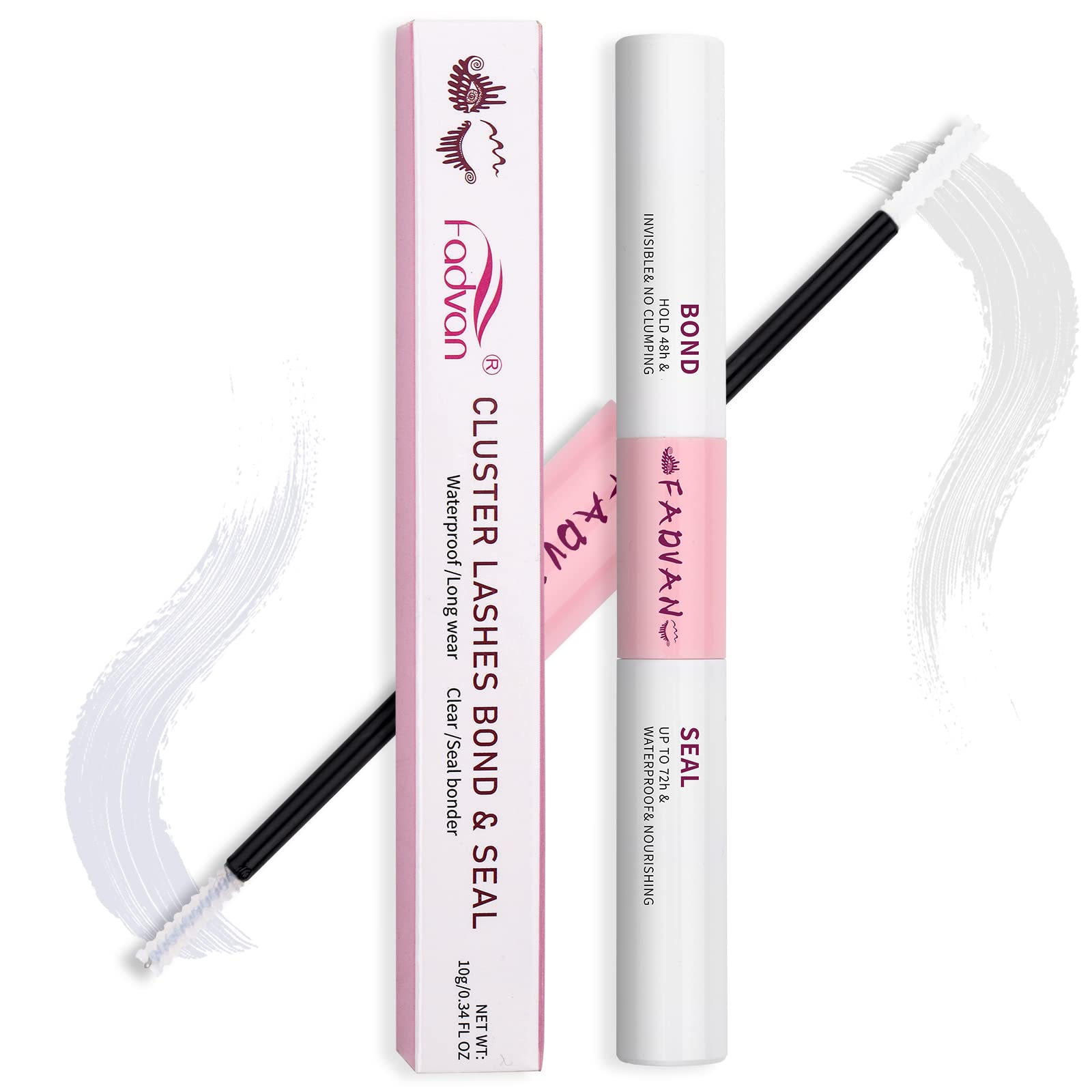 FADVAN Professional Lash Cluster Glue - Latex-Free Eyelash Extension Adhesive for Sensitive Eyes, Super Strong Hold Lasts 72 Hours, DIY False Lash Bond & Seal (Clear, 10ml) - Perfect for Salon Use, Home Lash Extensions & Special Occasions