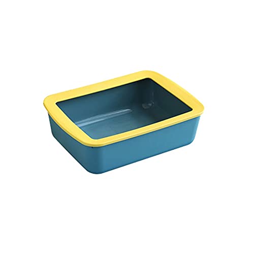Premium Semi-Enclosed Cat Litter Box with Splash Guard - Large Square Open Tray Litter Pan for Kittens & Adult Cats | Odor Control Pet Toilet for Home, Apartment & Travel Use