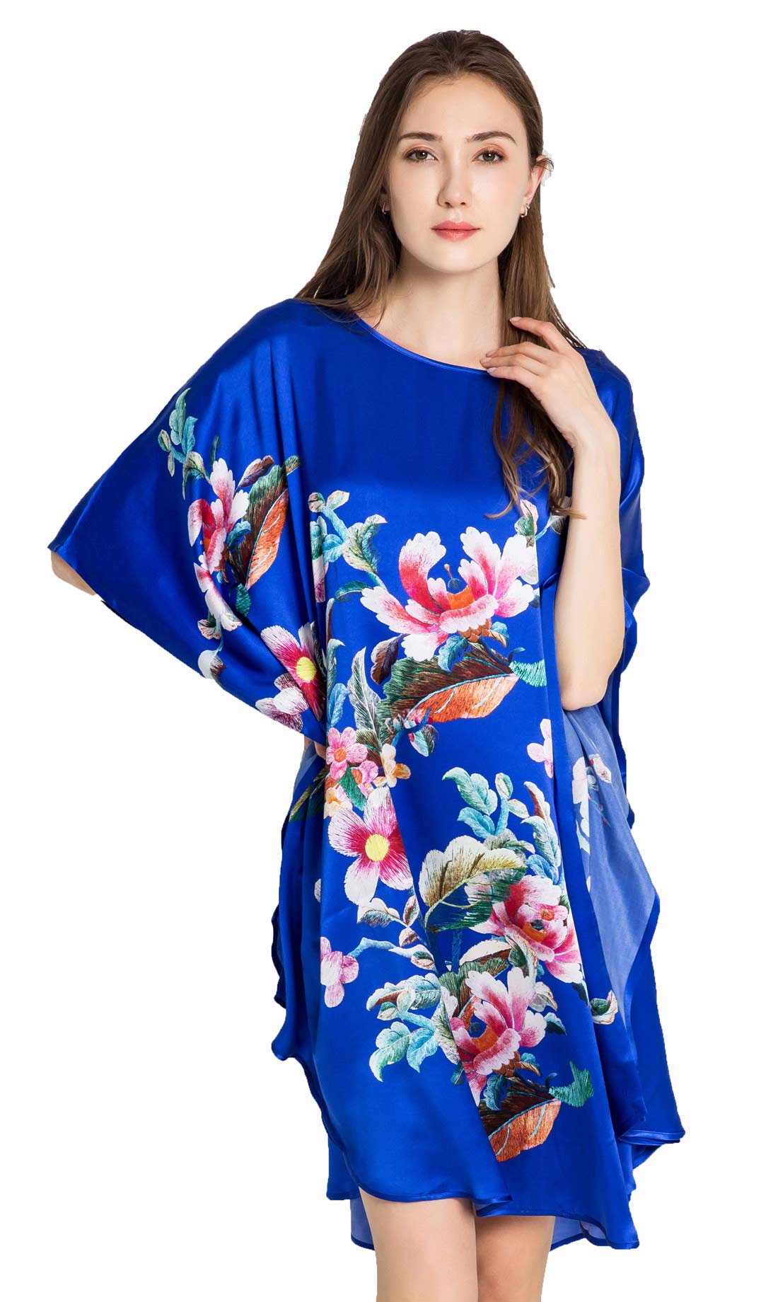 Grace Silk 100% Pure Mulberry Silk Nightgown with Batwing Sleeves - Luxurious Sleepwear for Women, Perfect for Bridal, Honeymoon & Relaxing at Home