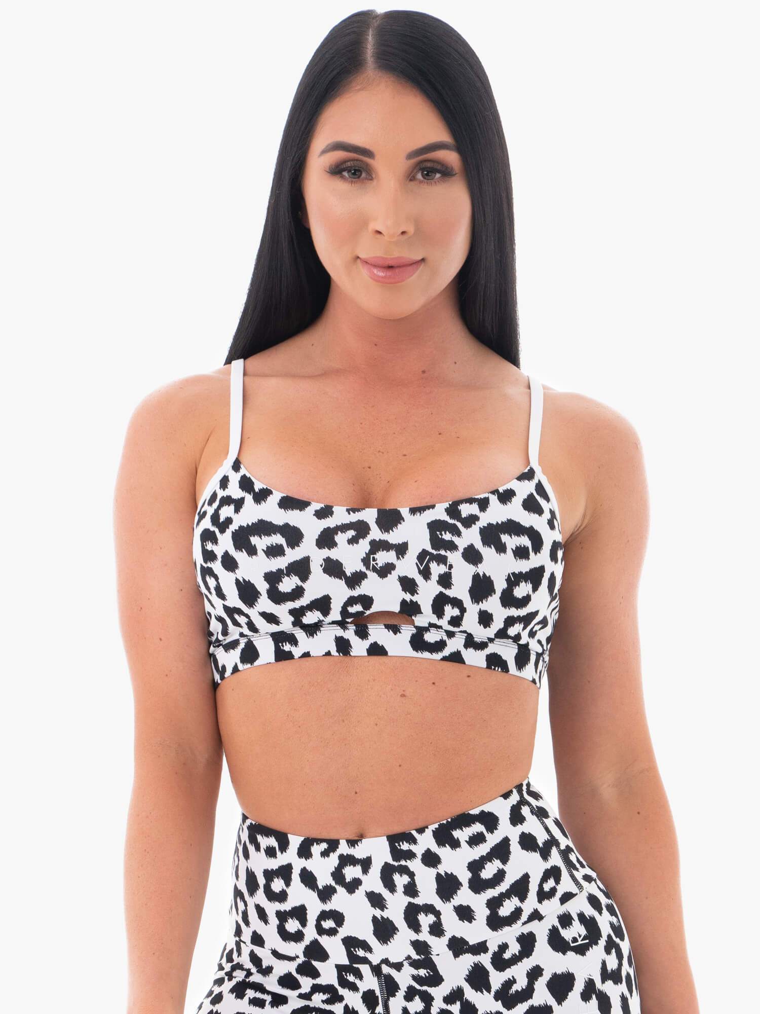 Animal Print Sports Bra - Snow Leopard Design for Women | High Support Workout Top for Yoga, Running & Gym