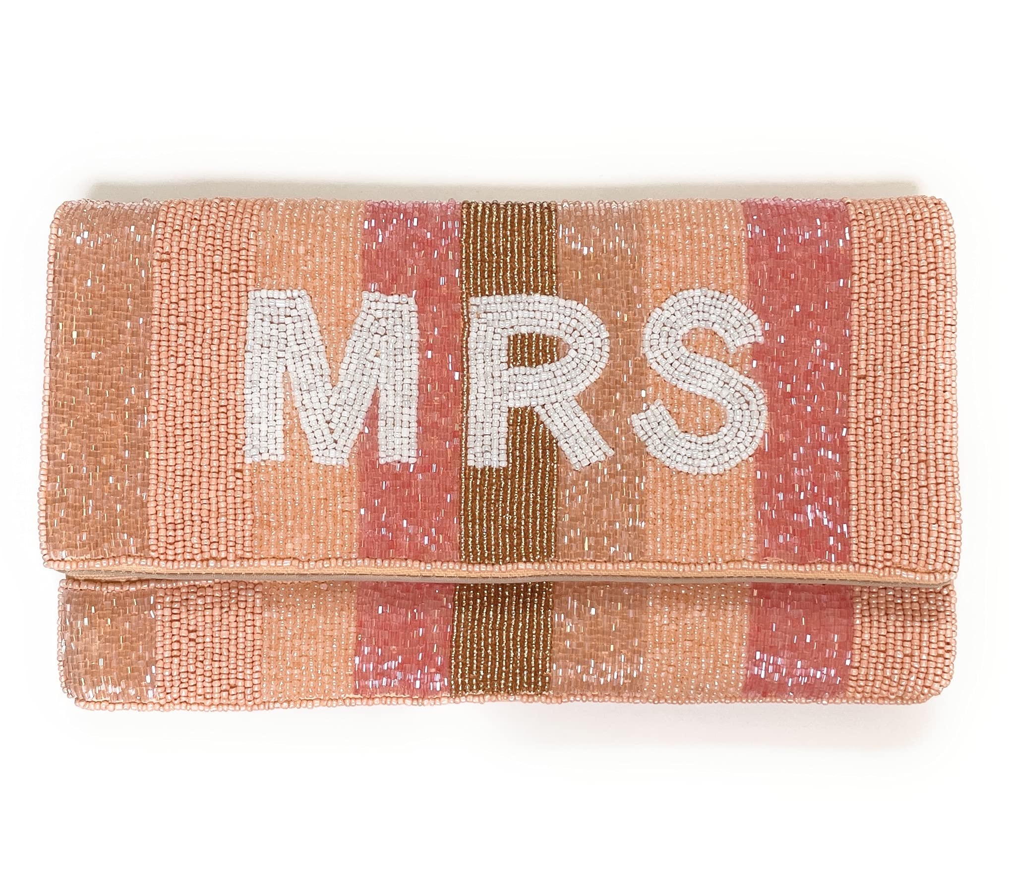 Twine and Love MRS Bride Bag – Elegant Seed Beads Clutch Purse for Wedding, Bridal Shower & Engagement Gifts – Perfect Bride-to-Be Accessory for Reception, Honeymoon & Special Occasions