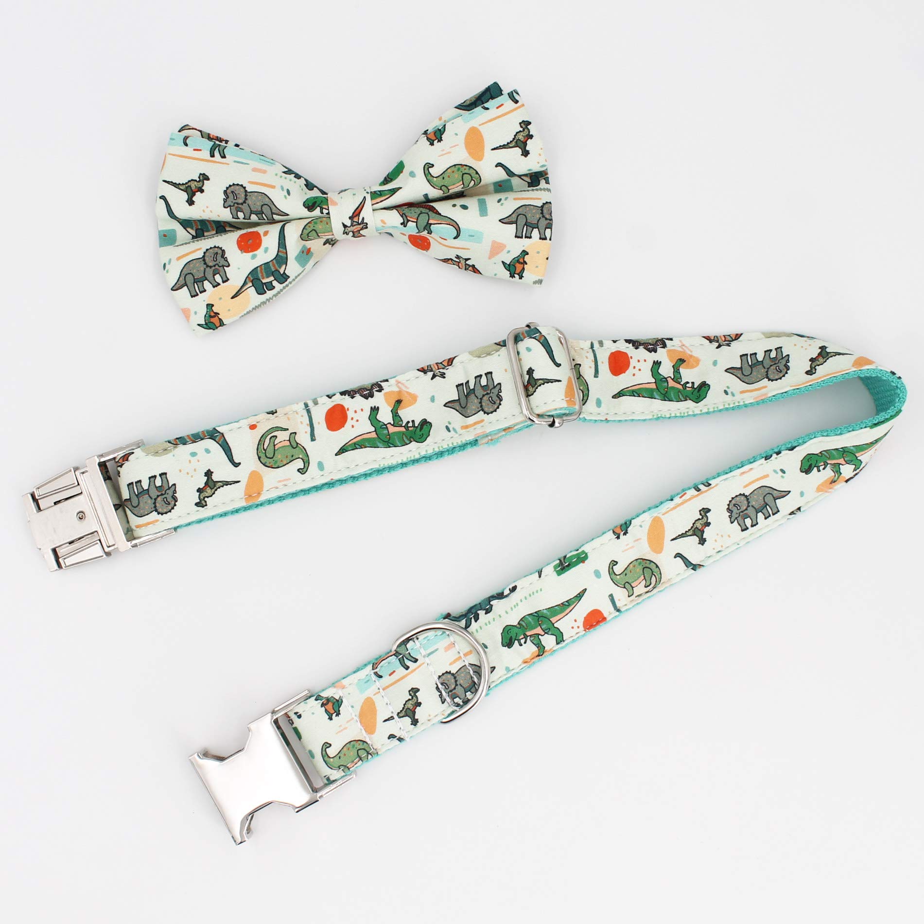 Dinosaur Dog Collar with Adjustable Bow Tie - Stylish Pet Accessory for Small & Medium Dogs - Perfect for Birthday Gifts, Costume Parties & Daily Walks