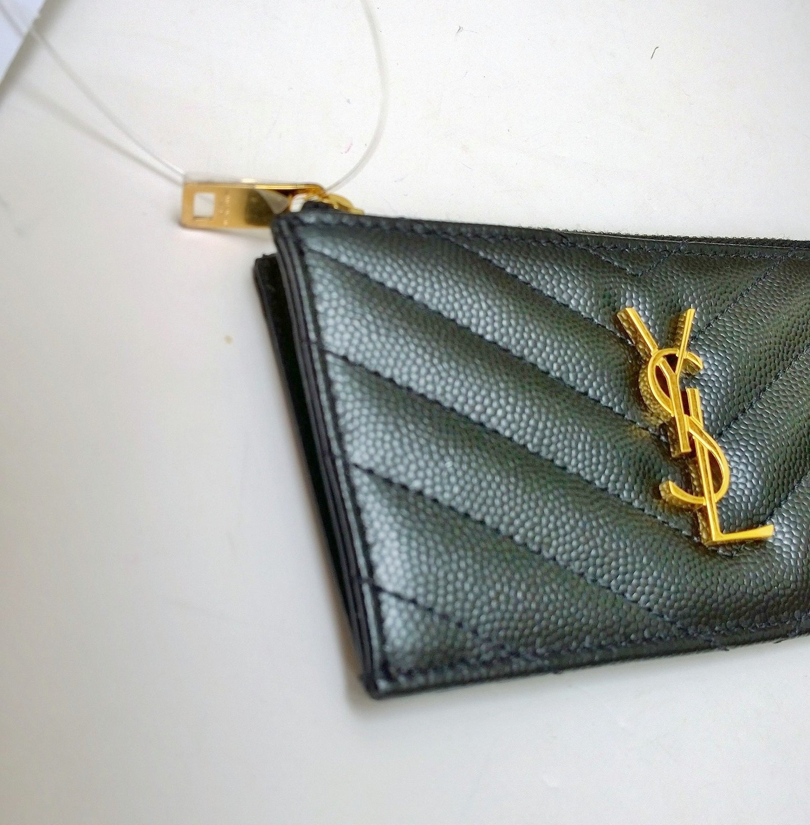 Saint Laurent YSL Monogram Zip Card Wallet in Black - Perfect for Everyday Use & Travel Accessories