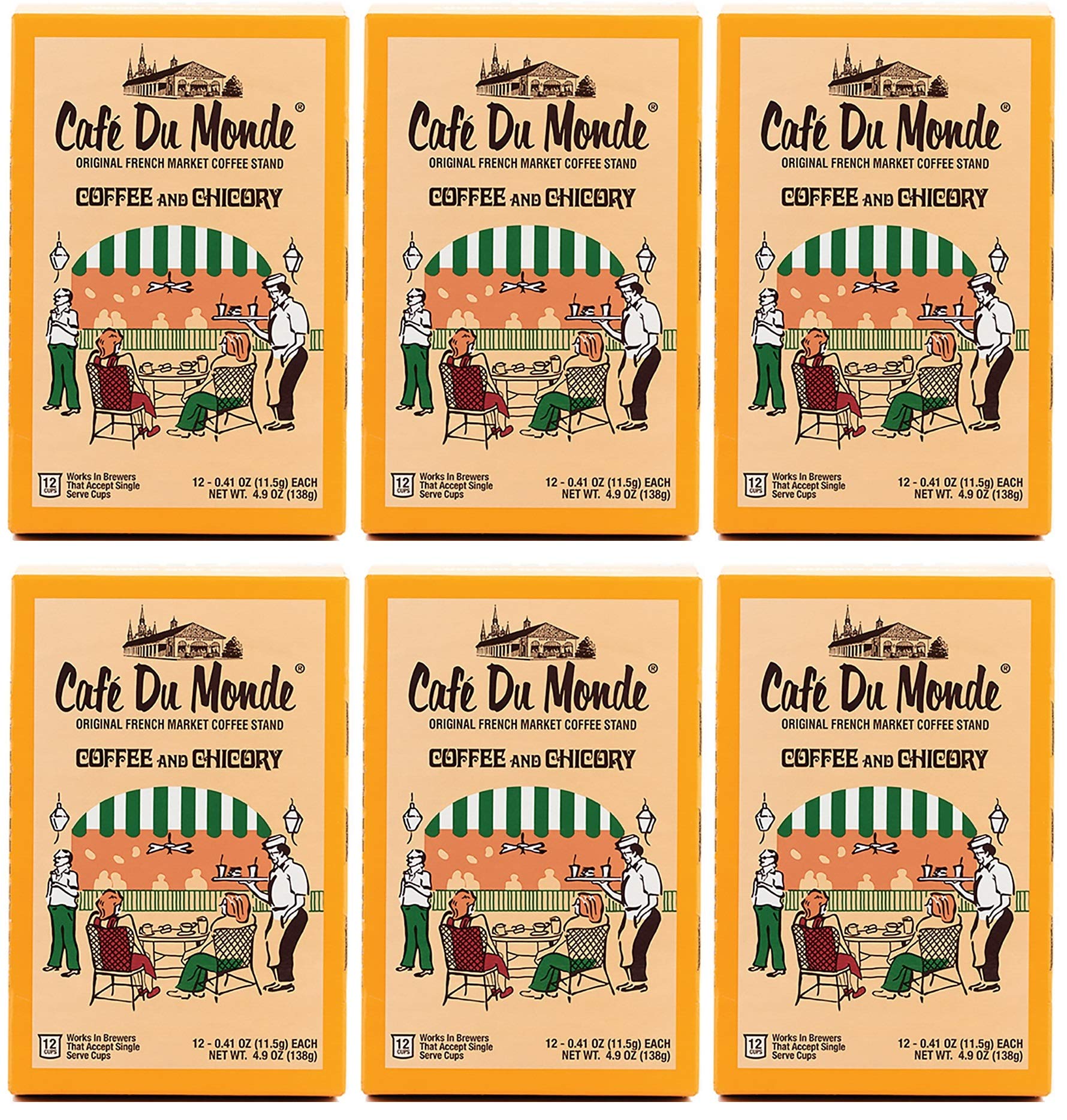 Cafe Du Monde Dark Roast Coffee and Chicory Pods - Single Serve Cups (72 Count) | Rich Flavor for Keurig Machines | Perfect for Home, Office & Morning Brews
