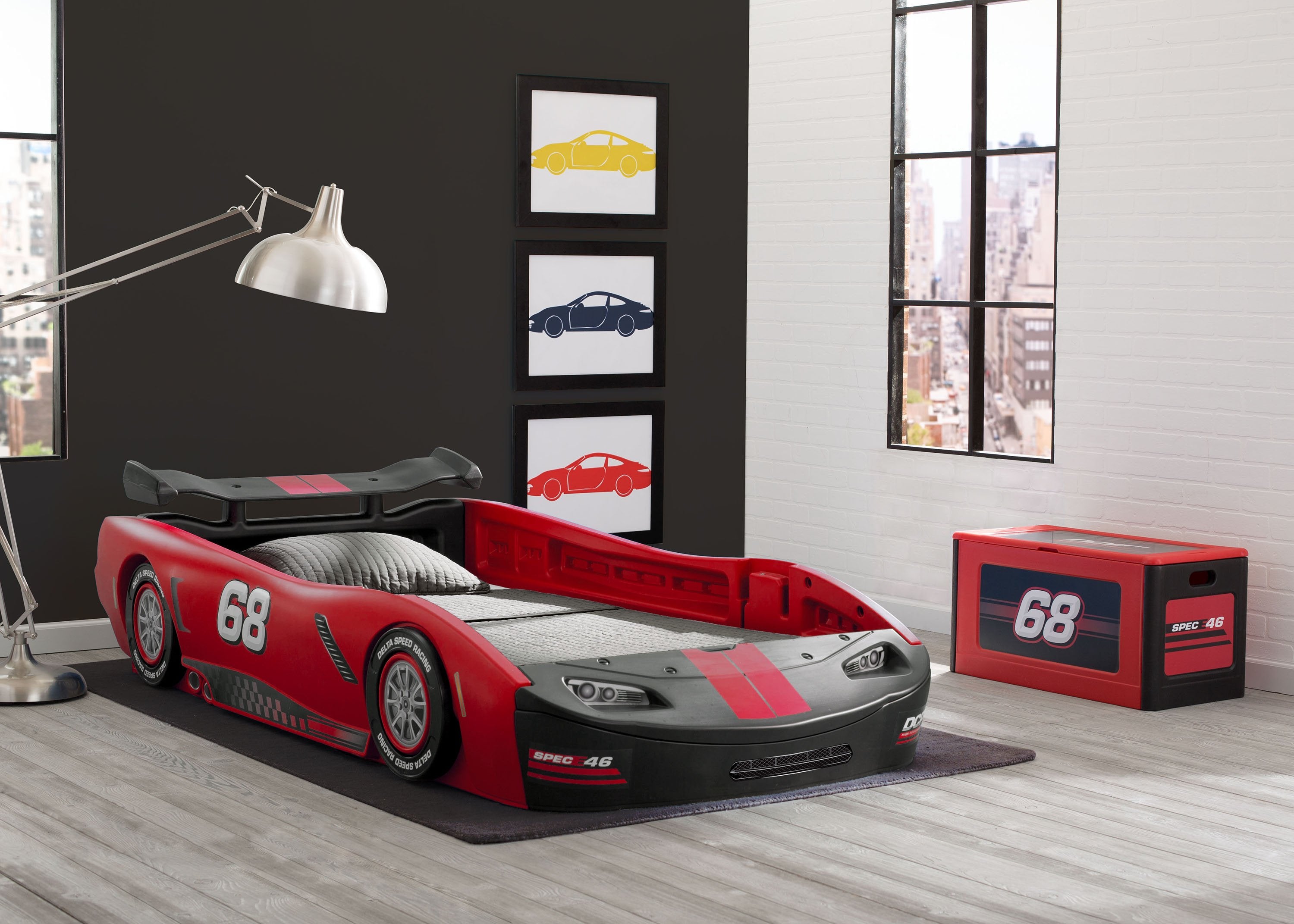Turbo Race Car Twin Bed for Kids - High-Speed Design Themed Bedroom Furniture for Boys & Girls - Perfect for Racing Enthusiasts' Bedrooms and Playrooms