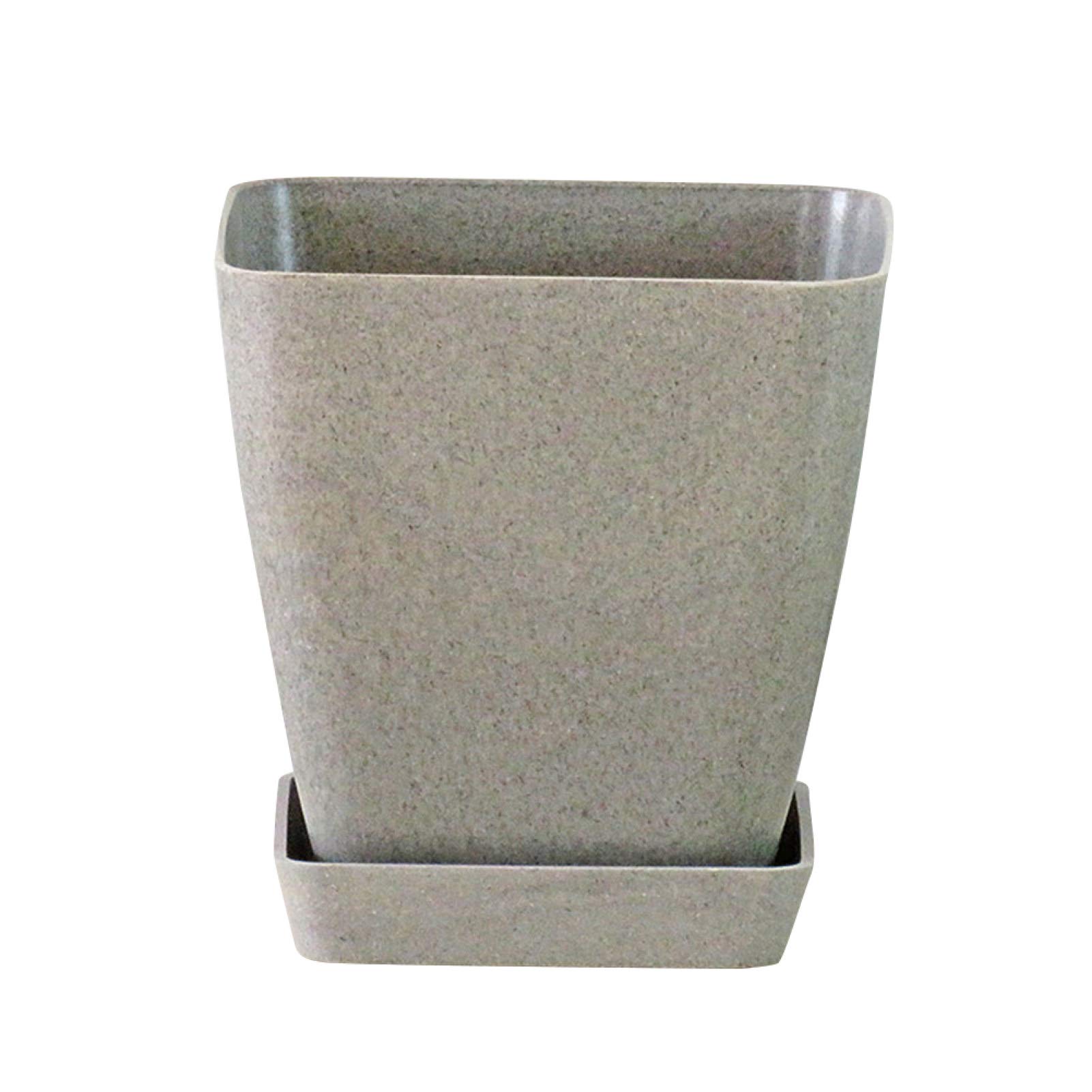 Solid Color Square Flower Planter with Drainage Tray - Modern Office & Home Decor Plant Pot for Succulents, Herbs, and Indoor Plants (4-Inch) - Perfect for Desks, Shelves, and Windowsills
