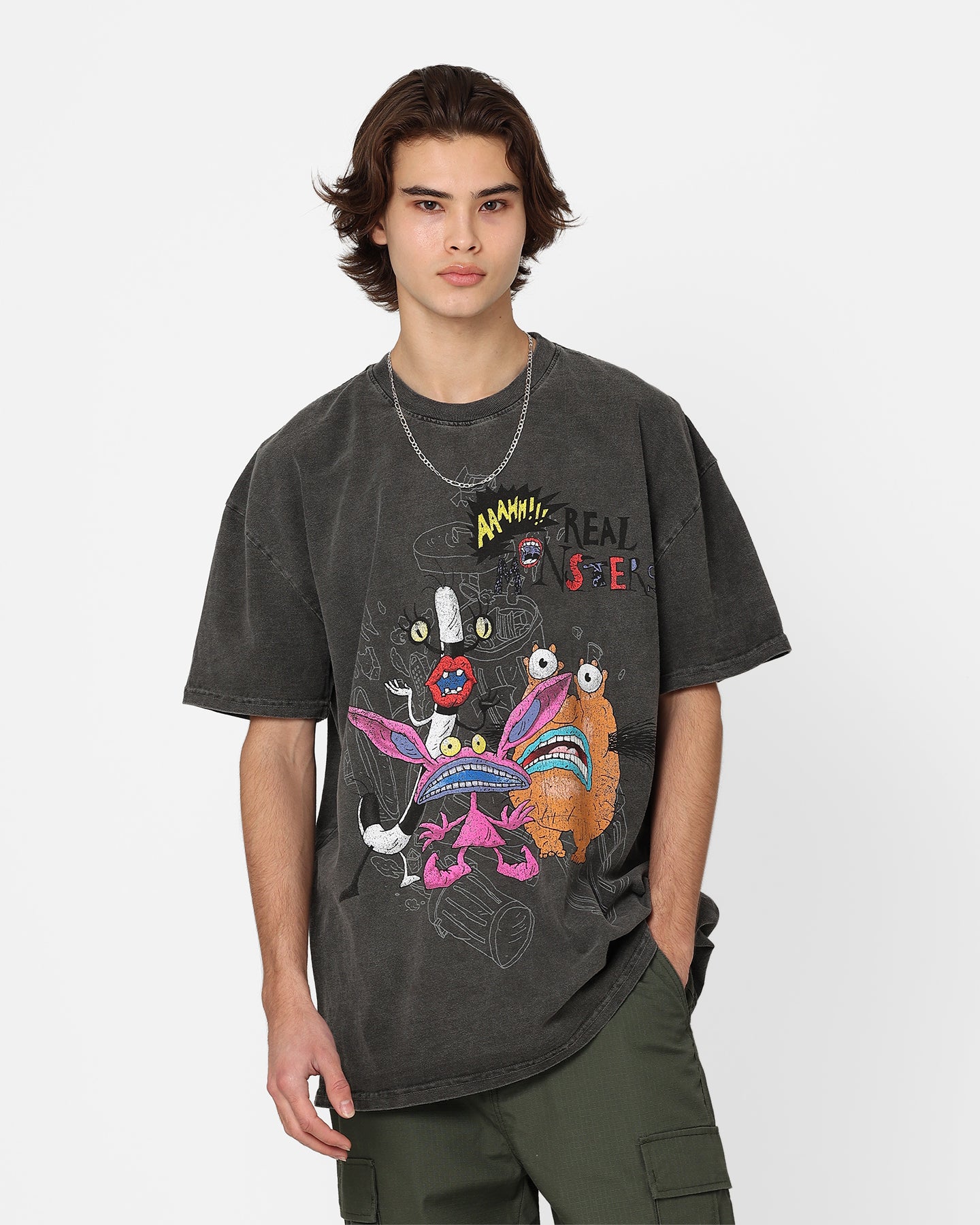 American Thrift x Aaahh!!! Real Monsters Vintage Heavyweight T-Shirt - Black Wash | 90s Cartoon Tee for Casual Wear & Retro Fashion