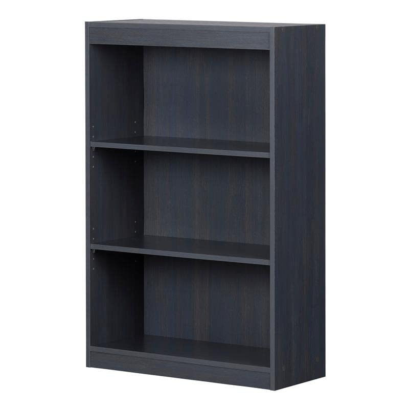 South Shore Axess 3-Shelf Bookcase in Blueberry - Modern Storage Solution for Books, Toys & Home Decor - Perfect for Living Room, Bedroom or Office Organization