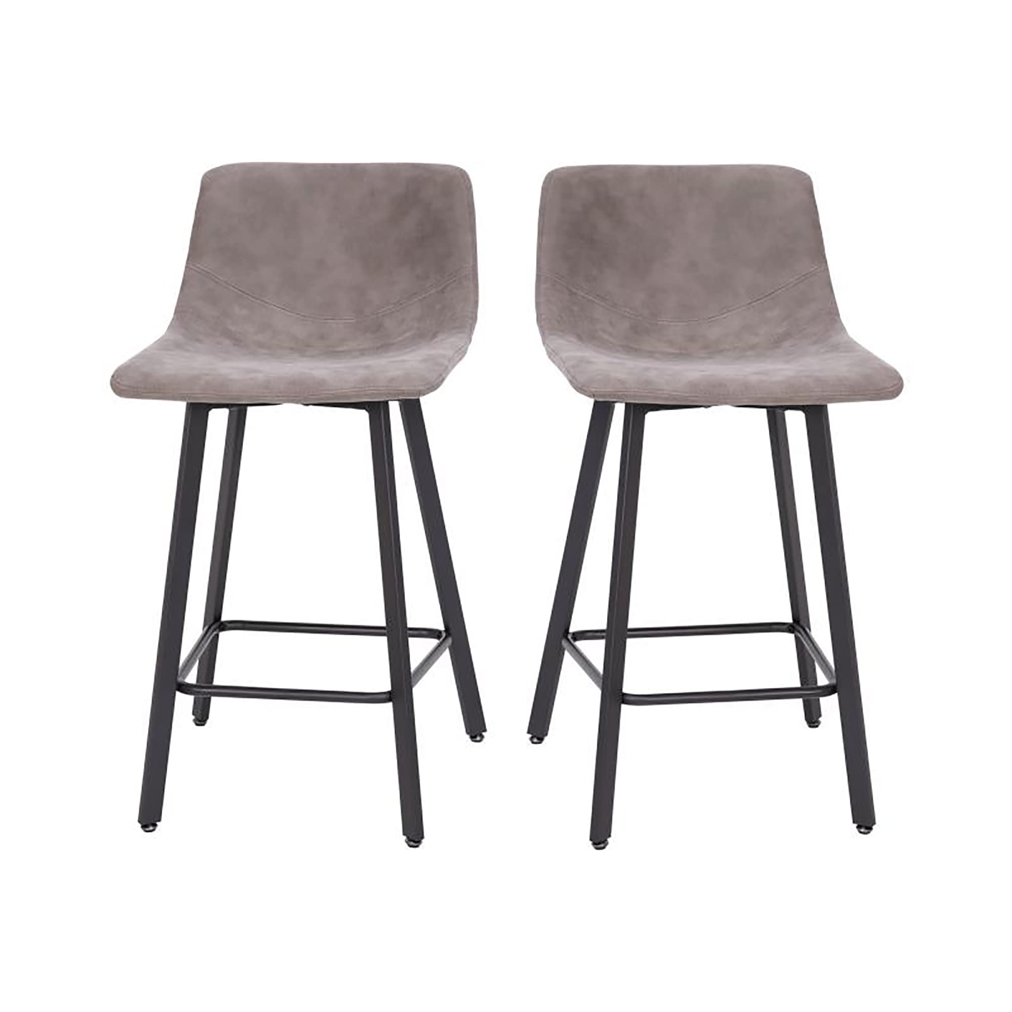 Flash Furniture Caleb Modern Armless 24 Inch Counter Height Stools - Set of 2, Commercial Grade with Footrests & Matte Metal Frames - Perfect for Kitchen Islands, Bars, and Dining Areas