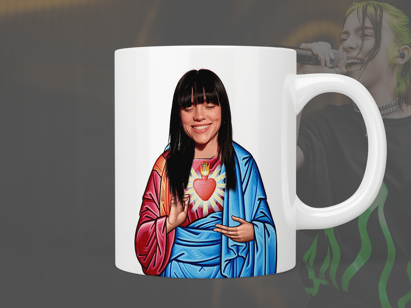 Official Billie Eilish Themed Ceramic Coffee Mug - 15oz Artist Merchandise Gift for Fans - Perfect for Home, Office & Music Lover Collections