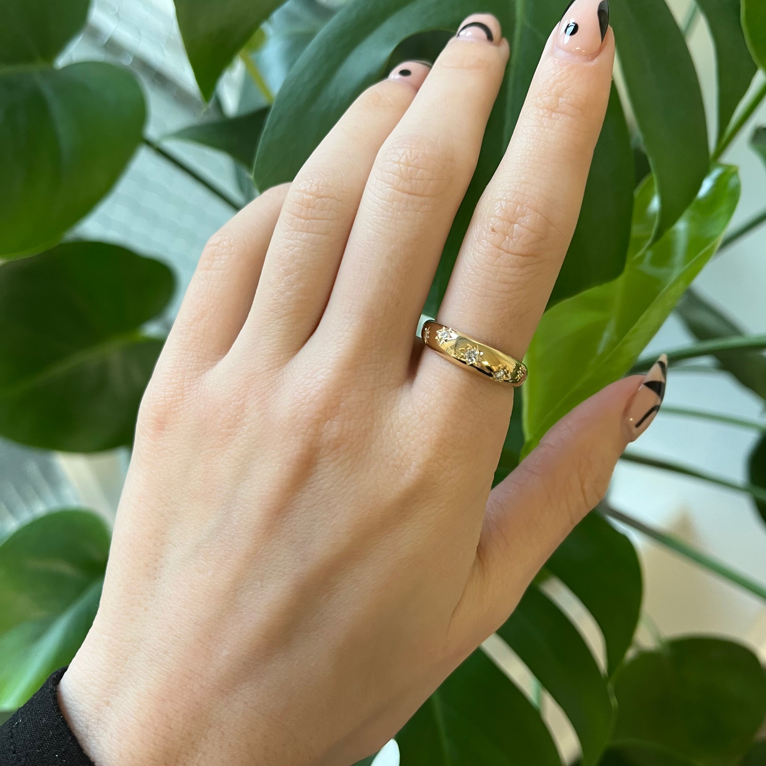 100 Ways x Oirea Studio 14K Gold Heart Diamond Dome Ring | 0.14ctw | Size 7 | Perfect for Valentine's Day, Anniversary Gifts & Romantic Proposals